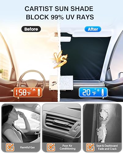 Miniatura 6 de Cartist Parasol de 5 capas para parabrisas de ajuste personalizado para Hyundai Palisade 2020-2023 2024, accesorios plegables para ventana delantera