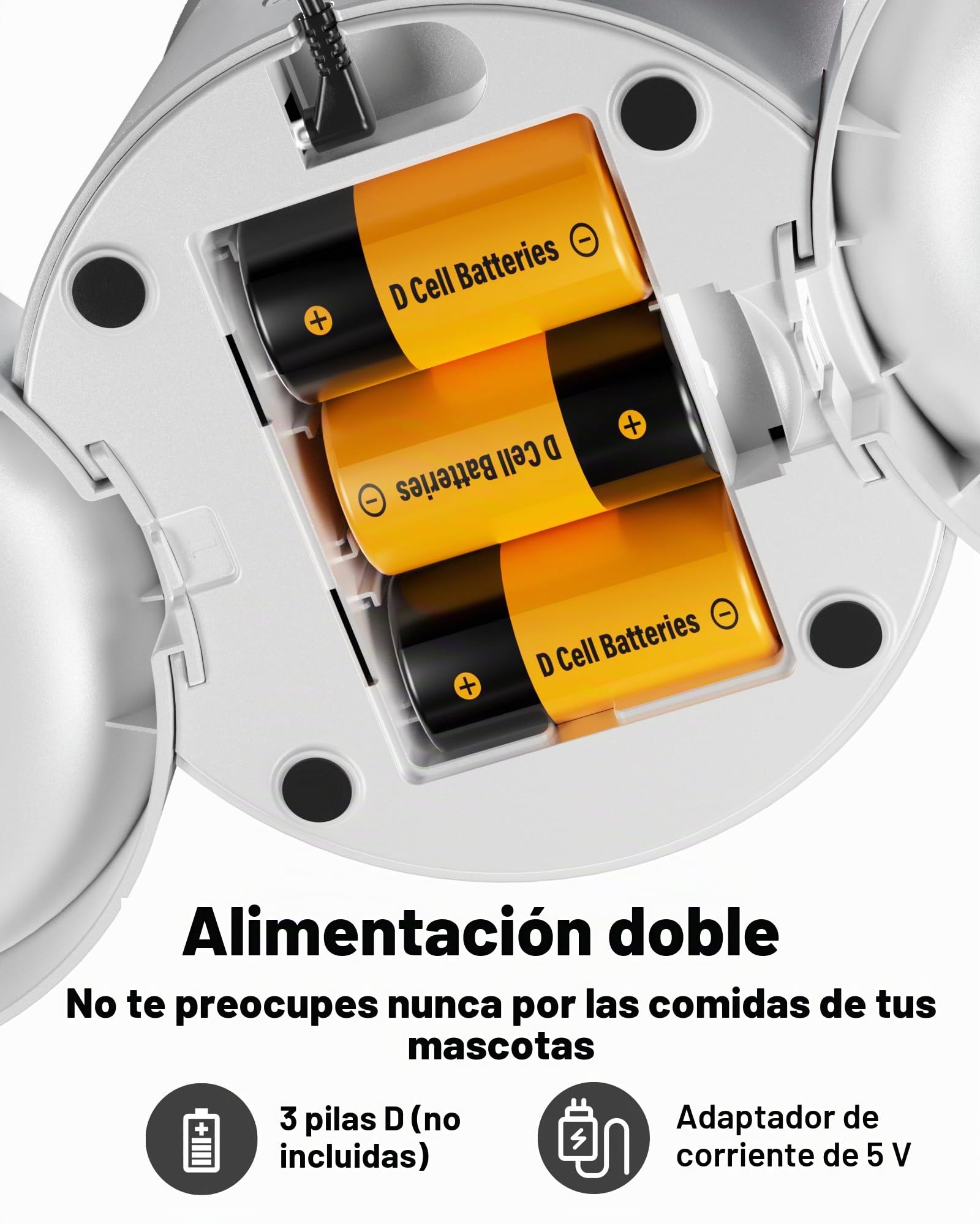 Miaosical Comedero automático para Gatos con Doble tazón para 2 Gatos, Gatitos y Perros pequeños (Blanco, 4,2 l, básico, 2 Cuencos)