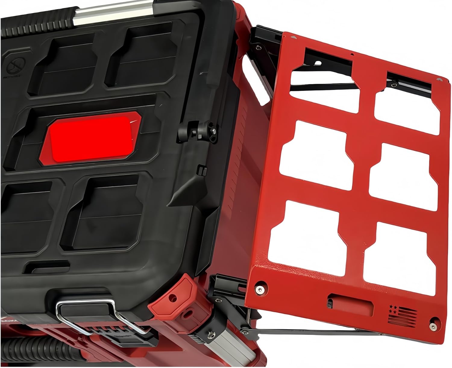 For Milwaukee Packout Compatible Folding Storage Mount, Side Storage Organizer for Packout System (2, red)