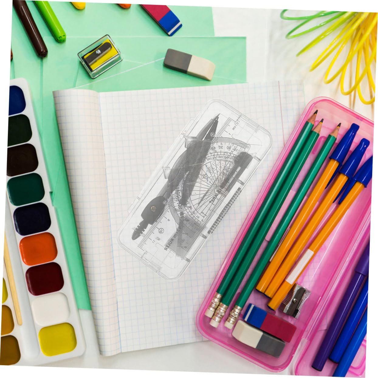15 Boîtes Kit de Complet Boîtes Compas de Dessin avec Règle Rapporteur et Set de Traçage pour Étudiants Architectes et