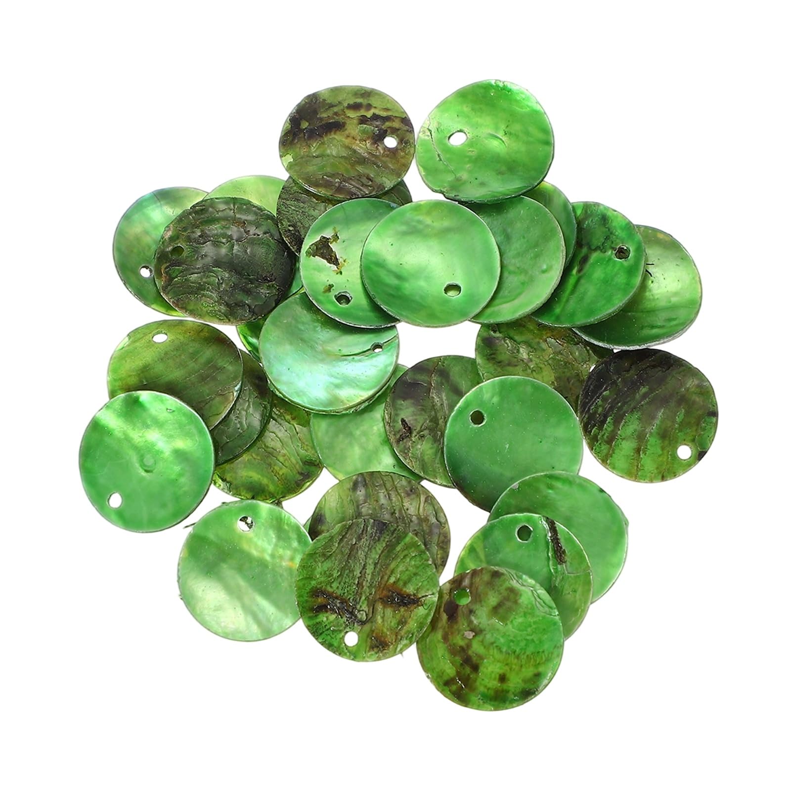 sourcing map 30Pcs Capiz Shells, 1.5cm/0.6" Round Fruit Green Shells with a Hole for Seashell Wind Chimes Curtain Shell Garland DIY Jewelry Craft Wedding Home Decoration, Fruit Green