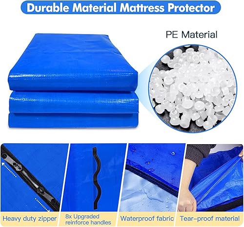 Miniatura 2 de Bolsas de colchón para mudanza, funda de colchón para mudanza, con lona resistente con 8 asas, protector de colchón para mudanza, suministros de