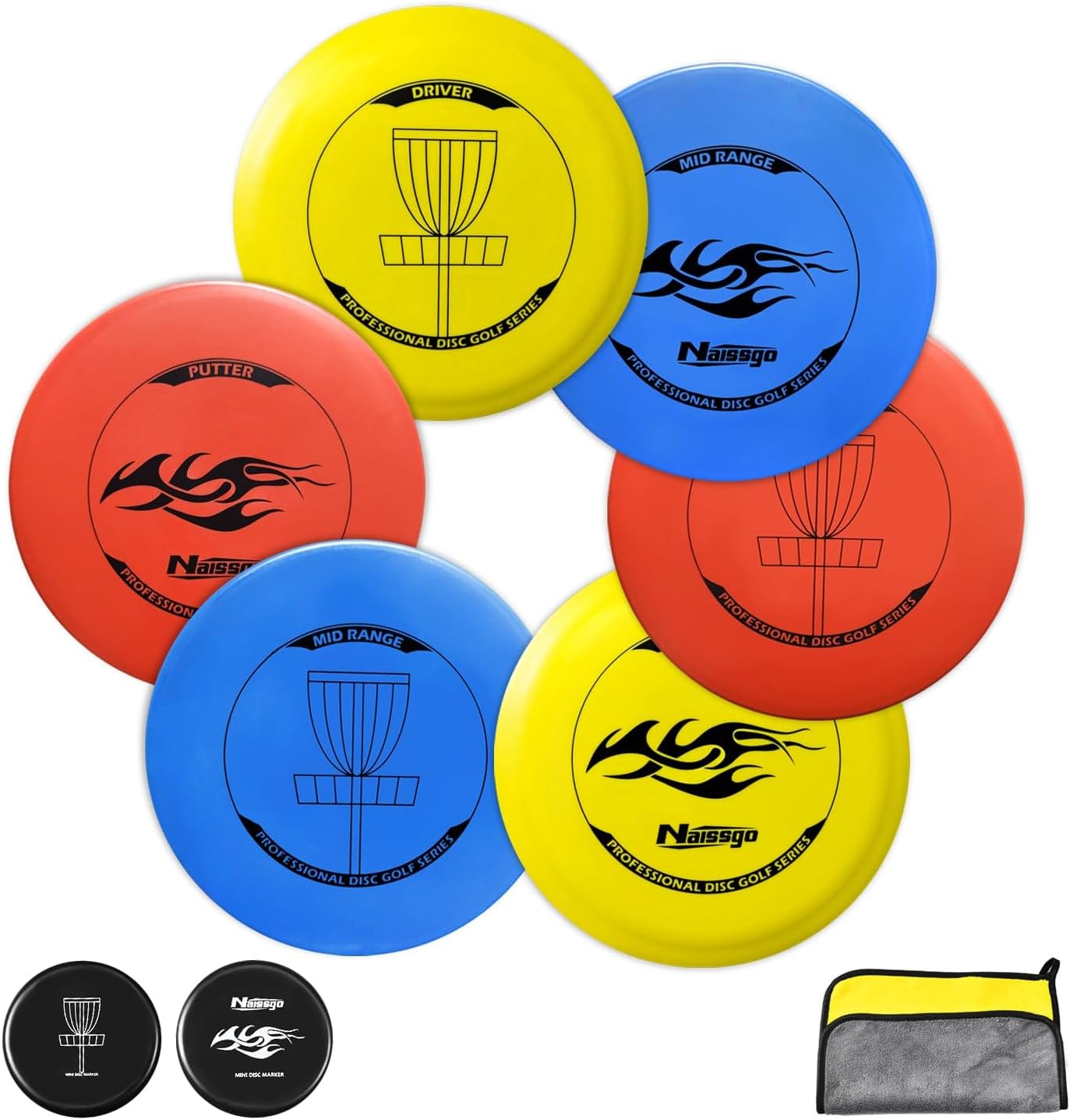 Naissgo Disc Golf Starter Set with 2 pcs Driver, 2pcs Mid