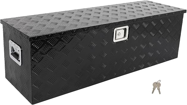 49inch Aluminum Black Truck Bed Tool Box with two keys Truck Bed Storage Box Black