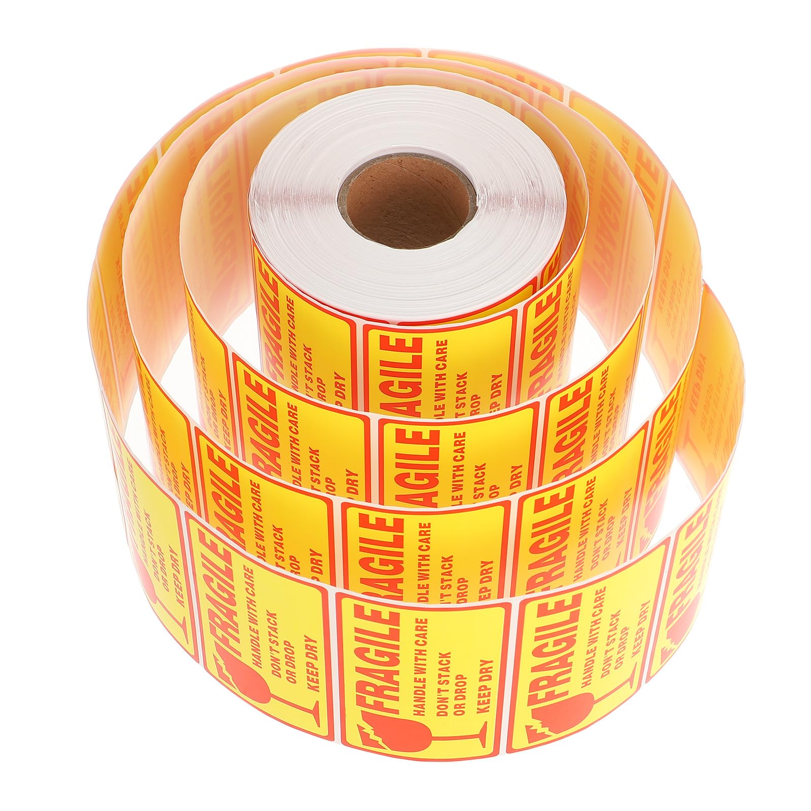 Etiquetas Adhesivas de Advertencia Frágil Rojas, 1 Rollo | Papel Estucado con Adhesivo Fuerte, Ligeras para Embalaje y Envío, Formato en Rollo