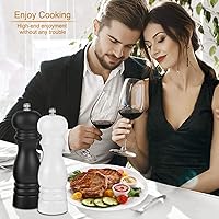 Vista 8 de Juego de 2 molinillo de sal y pimienta de alta calidad, salero de madera y pimienta con núcleo de cerámica, molinillo manual recargable de sal