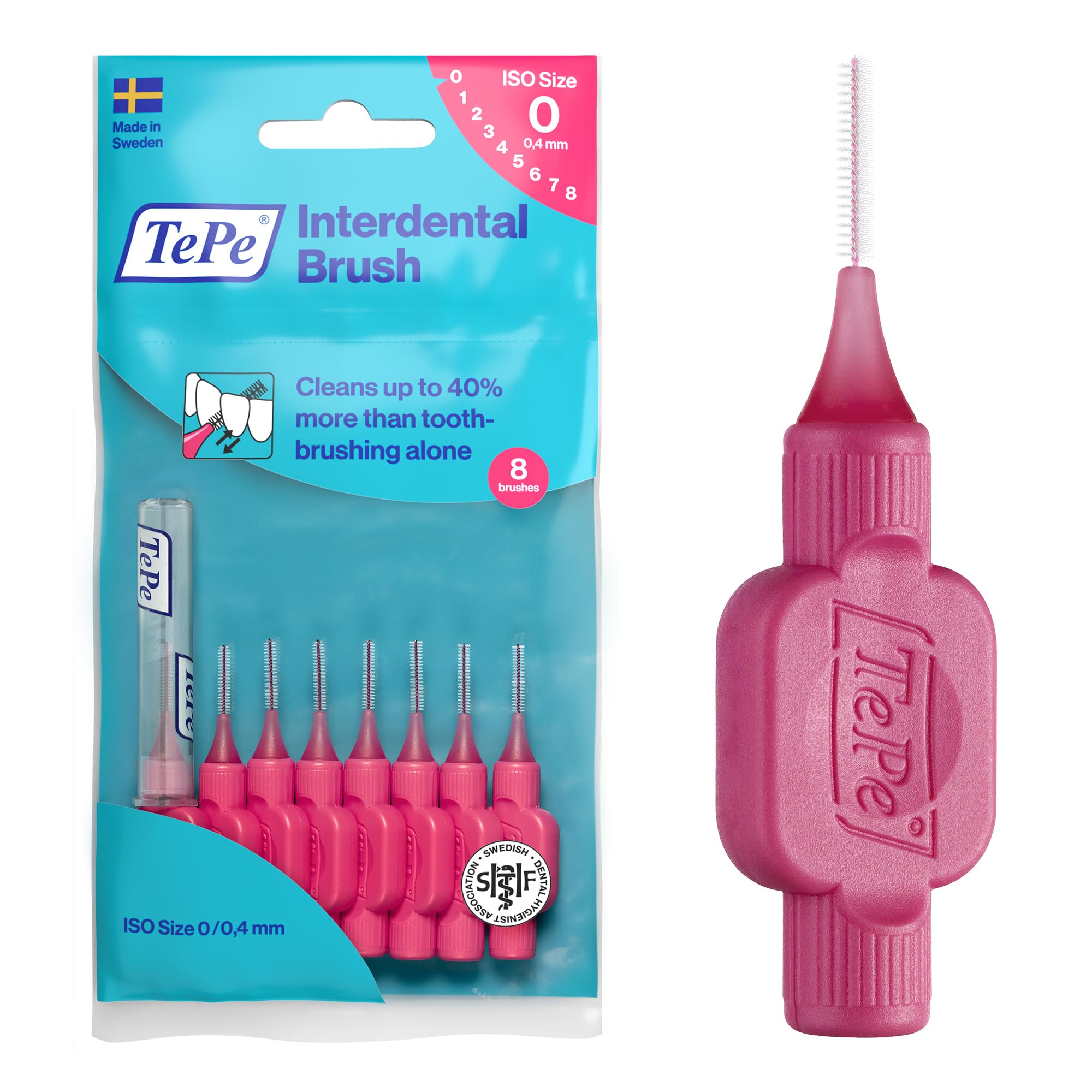 TePe Interdental Brushes - Pink G2 XXXX-Fine 0.4mm - 1 Pack of 8 Brushes
