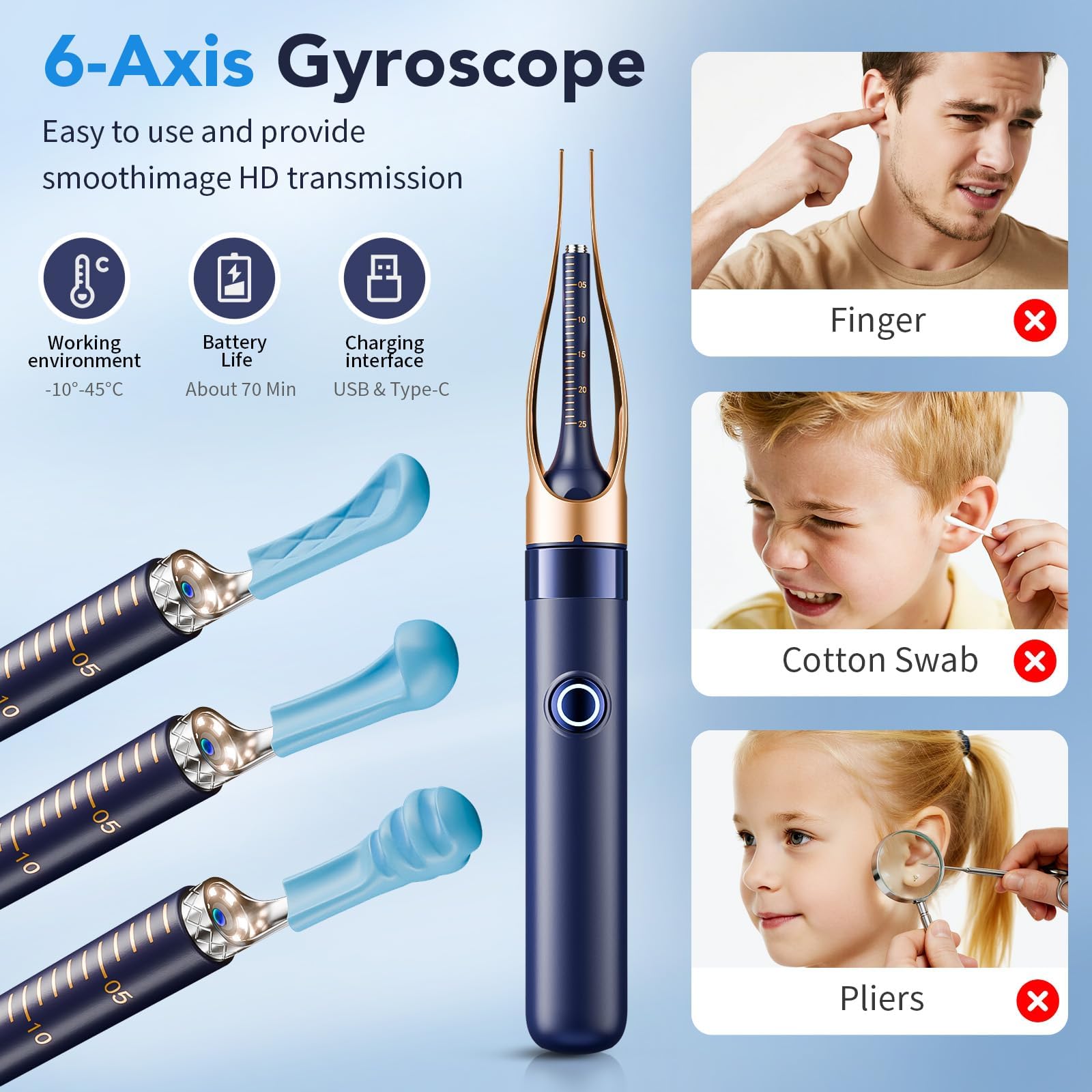 Ear Wax Removal, Ear Cleaner with Camera 1296P HD,Visual Ear Cleaner with 6 LED Lights and Flexible Tip,Safe Ear Wax Removal Kit with Camera,Ear Cleaning Tool Gifts for Home Use — Amazon image 5