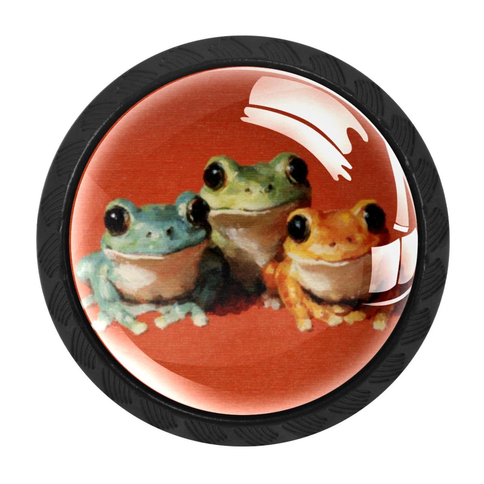 CHENZZZZ 4 PCS Happy Frogs (5) Crystal Glass Cabinet Knob Drawer Pull Handle for Kitchen Cupboard Dresser Wardrobe etc
