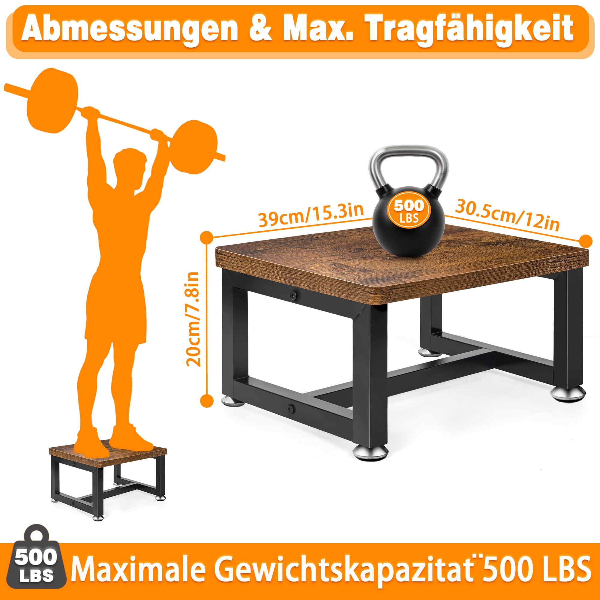 Tritthocker Kinder Stufen, Verdickter Unterbalken, Holz Fußhocker | Bis zu 300 Lbs Belastbarkeit, Für Küche, Bad, Kinderzimmer, Stabile Konstruktion,Metallrahmen,1L
