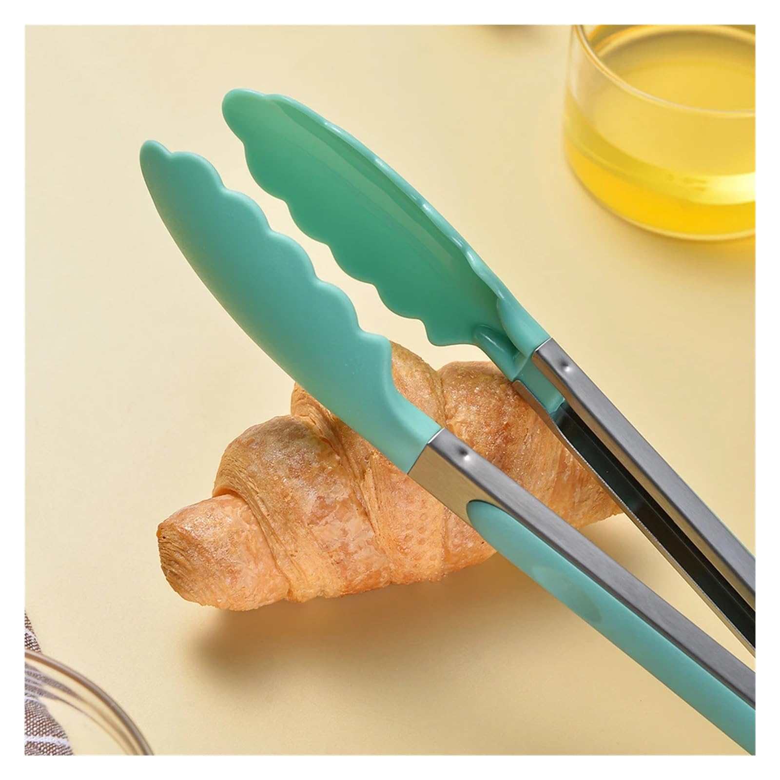 Pinza de acero inoxidable for alimentos, pinzas silicona for cocinar y asar, for ensalada pan, antiadherente, herramientas cocina for barbacoa, 2 uds(D)