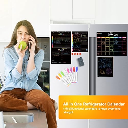 Miniatura 4 de Payten Calendario magnético de borrado en seco para nevera, calendario magnético de 4 piezas, calendario mensual para refrigerador, tabla de tareas