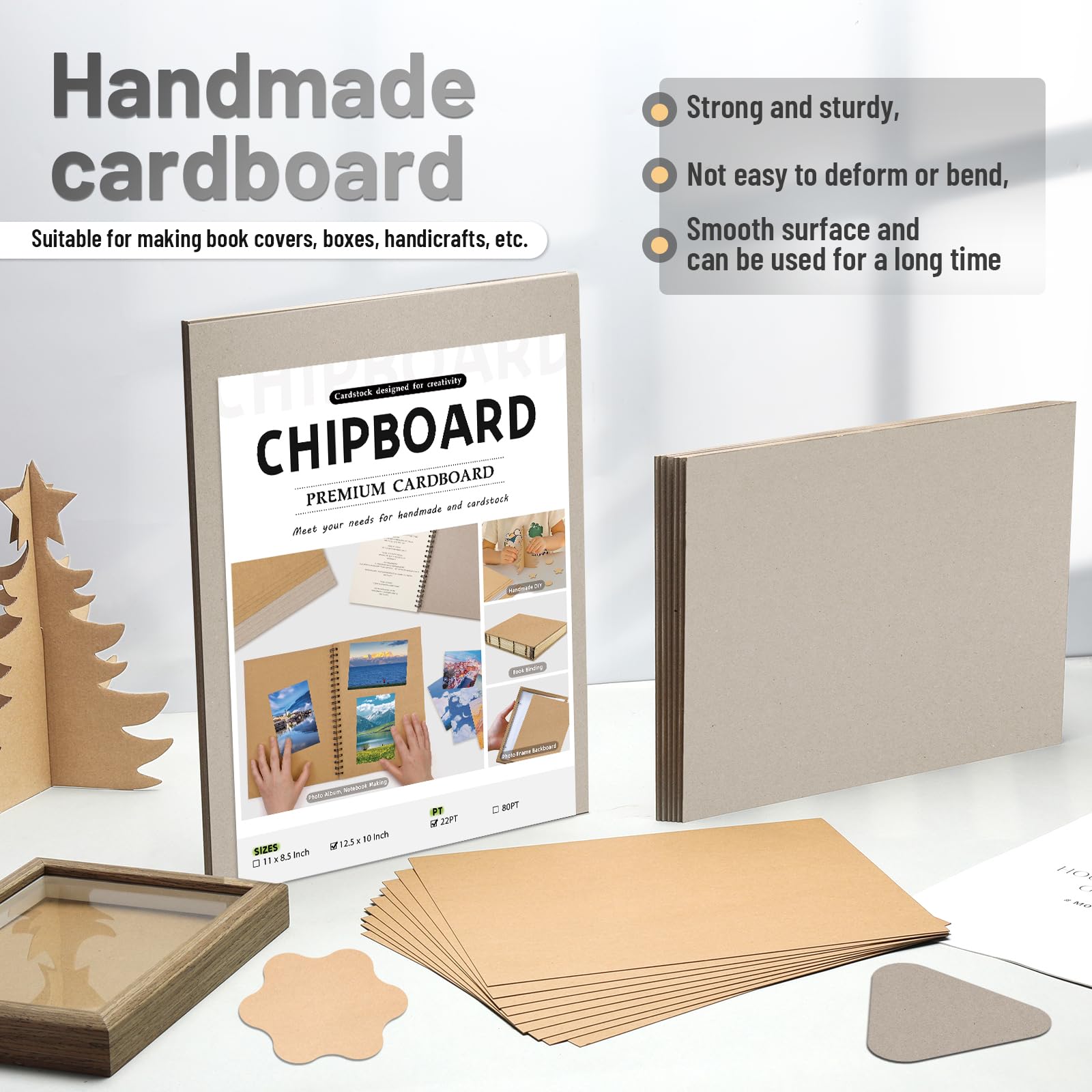 20 Spanplattenblätter 31,8 x 25,4 cm, 80pt Buchtafel zum Buchbinden, Karton zum Basteln, dicke Spanplatte und stabile Kraftplatte, dünne Kartonbögen für DIY-Projekte, Verpackung (Gary)