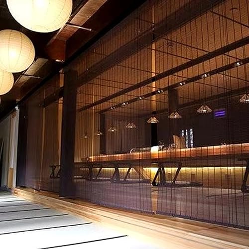 Miniatura 4 de Partition Privacidad Marrón Bambú Roll Up Window Shade, Balcón Louver Ventilación Luz Filtrado Romano Roller Shades, (Tipo de Hoja), Para