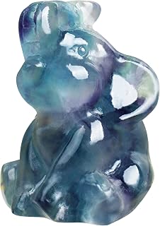 Rainbow Fluorite Elephant Figurine for Wealth Love Home Decor | 1.9" Hand Carved Gemstone Elephant Sculpture, Adorable Desk Accessory Gift for Women, Spiritual Healing Decor