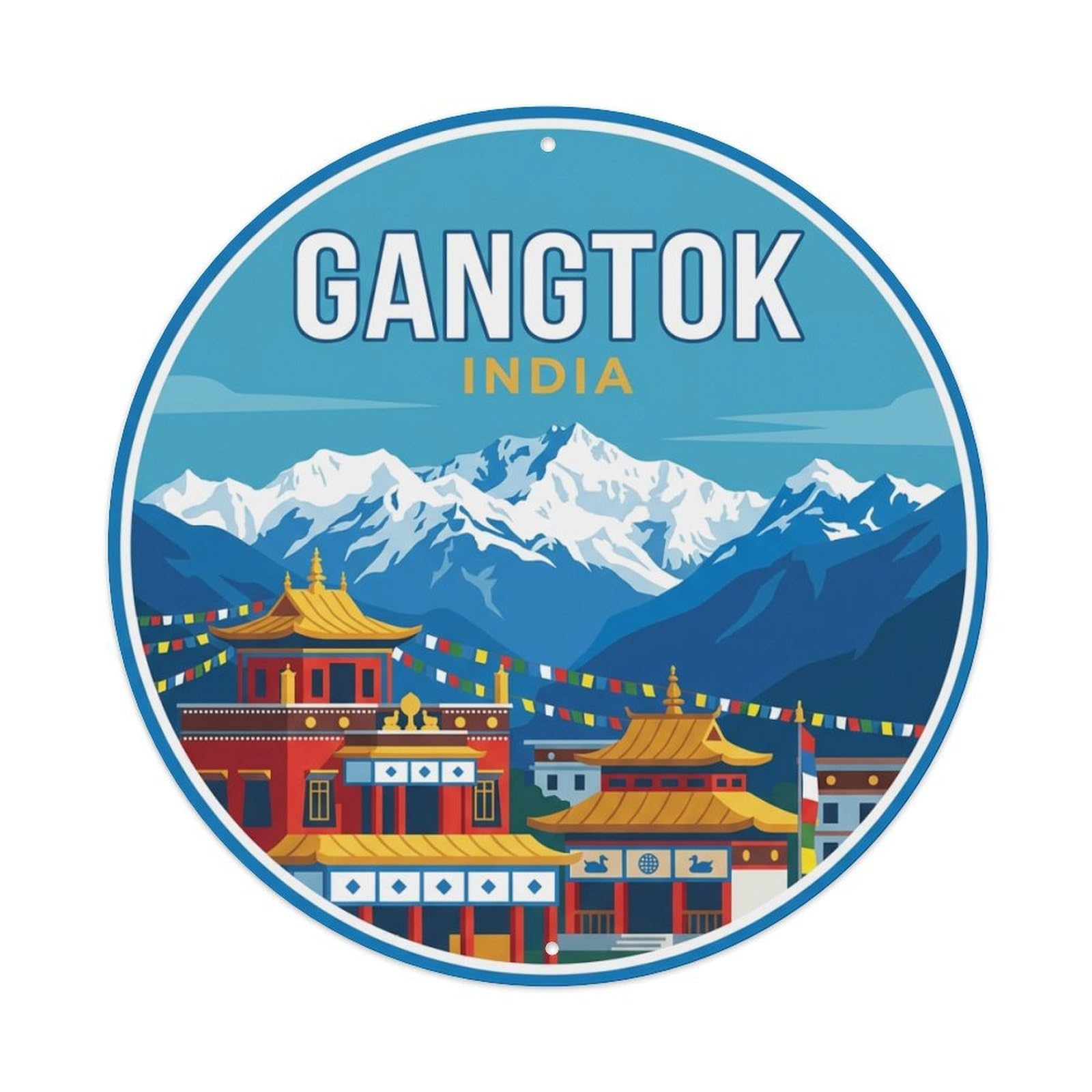 India Travel Vintage Gangtok Metal Tin Sign