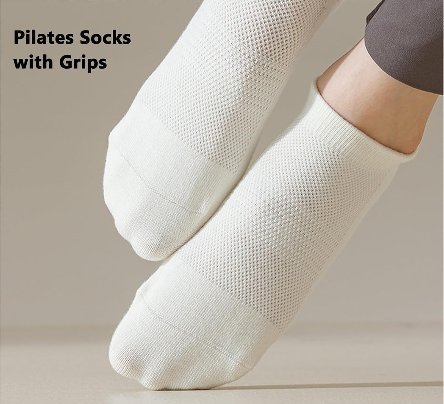 3 Pairs Pilates Socks for Women Silicone Anti Slip Grips Sole Cotton Floor Sock for Training Yoga Dance Workout - Image 3