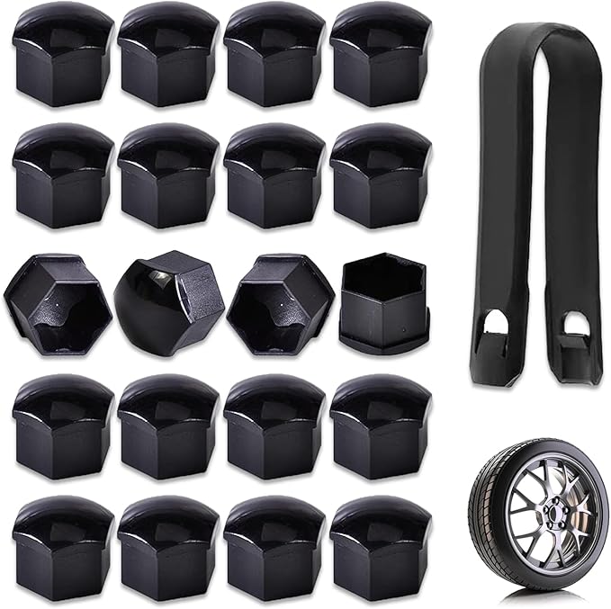 17mm;black 20 Pcs 19mm Wheel Nut Cap,wheel Bolt Nut Caps Covers Zeshoekige Band Moer Covers Zwart