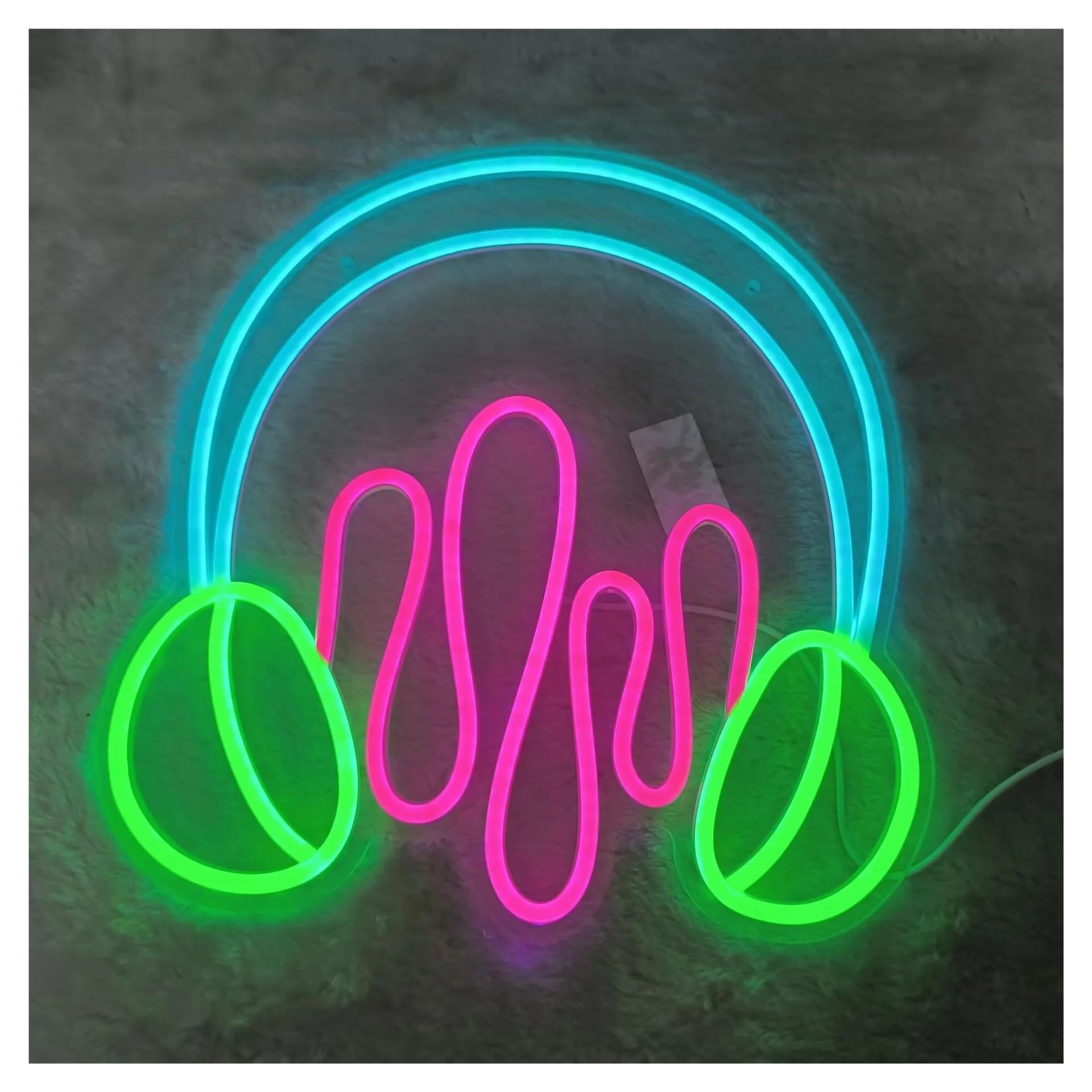 RONGCH Hanging Art Signs Headphones Neon Light USB Dimmable Sign Wall Decoration for Sound Engineer Bedroom Gameroom Party 35.5x34.5cm