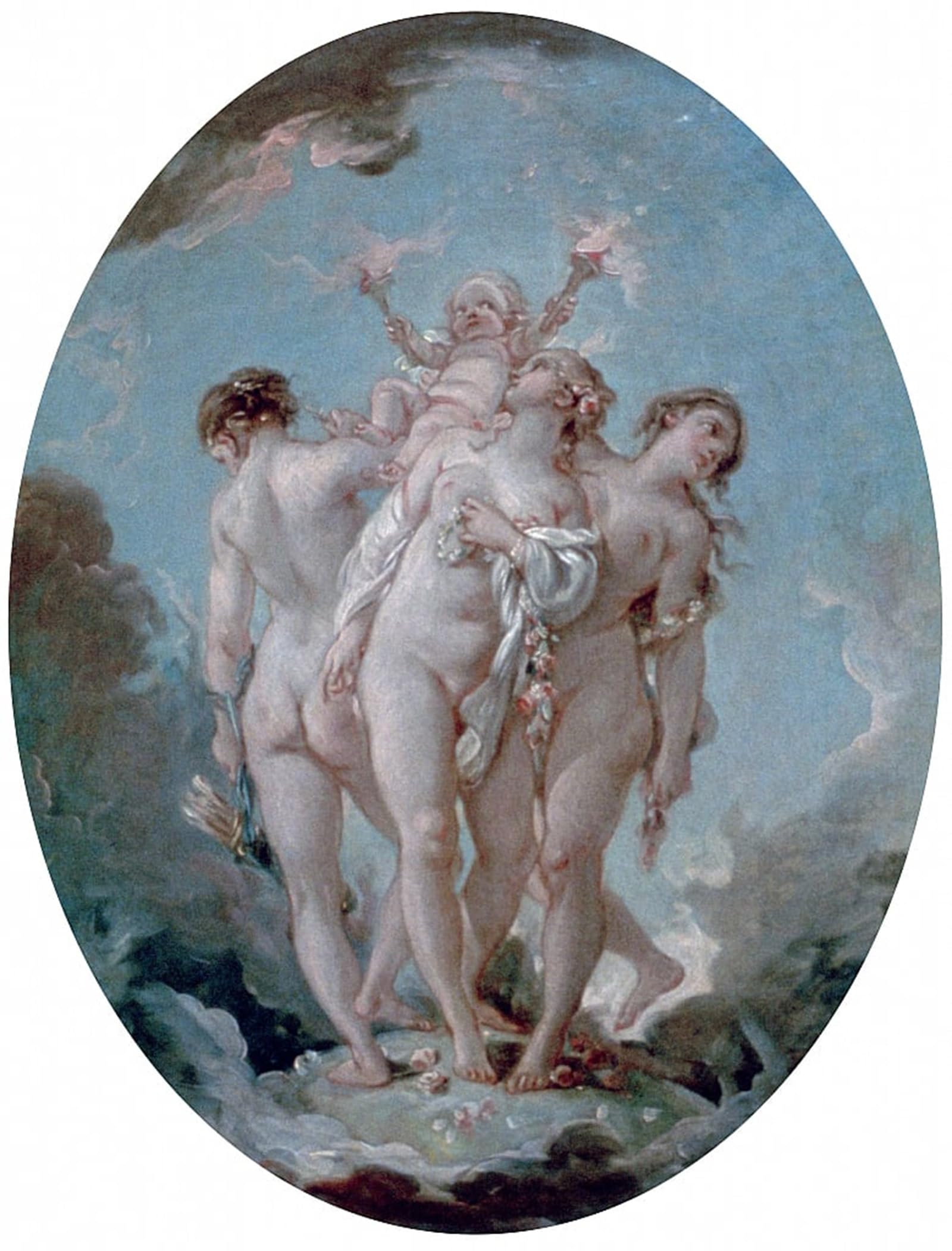 SERENDIPITP Vintage Wall Art Canvas Nordic Poster Canvas Print Picture The Three Graces c- by François Boucher Wall Art Poster for Home Decor 60x90cm