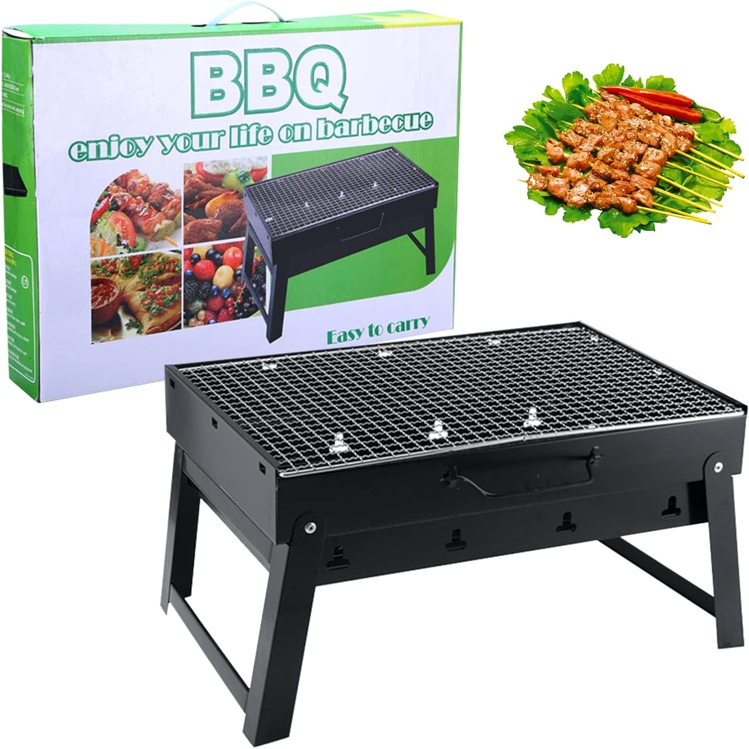 HZSZJMN BBQ Grill, 43CM Length Barbecue Grill, Portable Charcoal Grill Outdoor Cooking Camping Picnic Grill Suitable for Picnic Garden Terrace Camping Travel-Large HZSZJMN BBQ Grill, 43CM Length Barbecue Grill, Portable Charcoal Grill Outdoor Cooking Camping Picnic Grill Suitable for Picnic Garden Terrace Camping Travel-Large