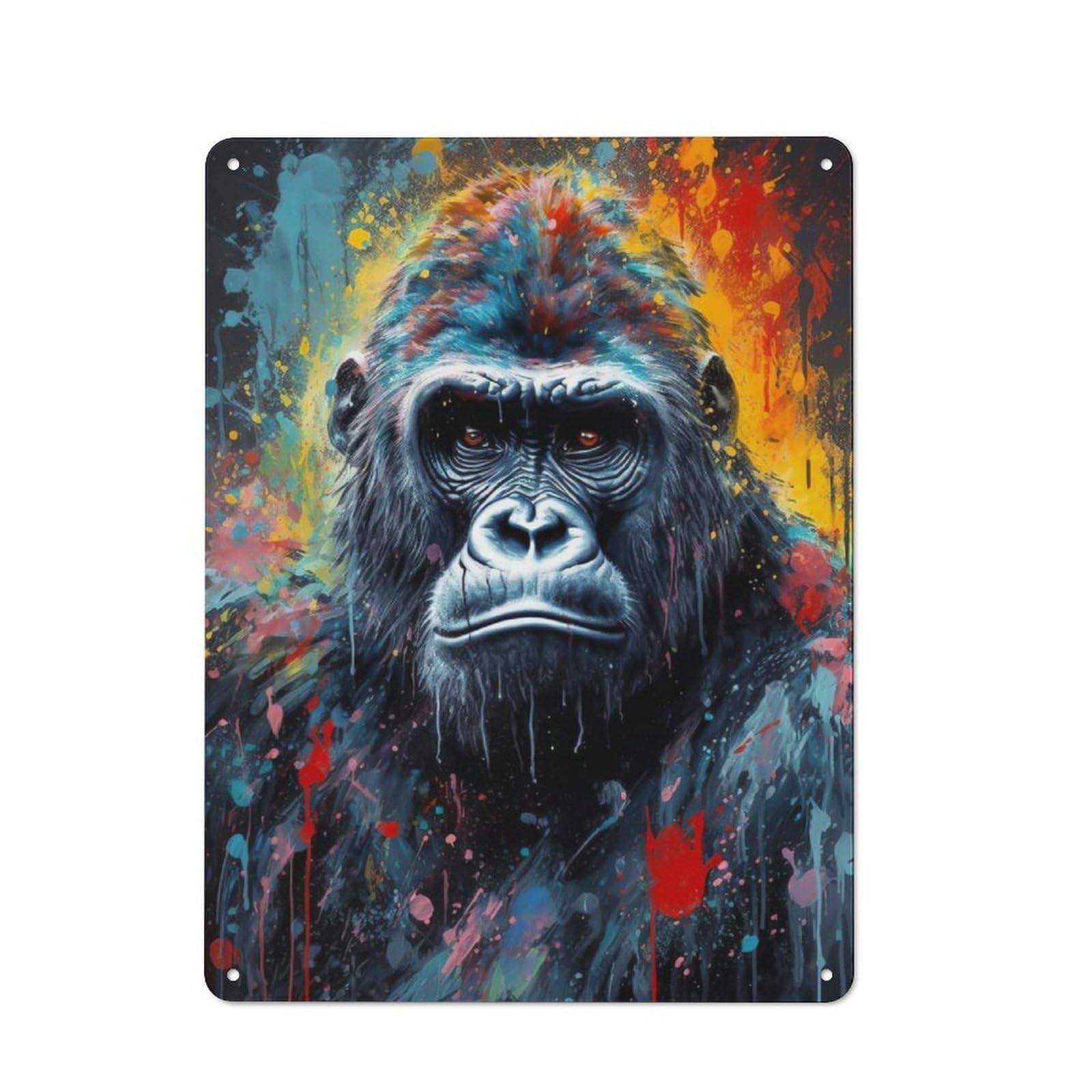 Junmoney Gorilla Painting Retro Metal Sign 40X30cm, Classic Pub Decor For Cafe, Pub, Workshop Or Home Bar, For Casual British Interiors