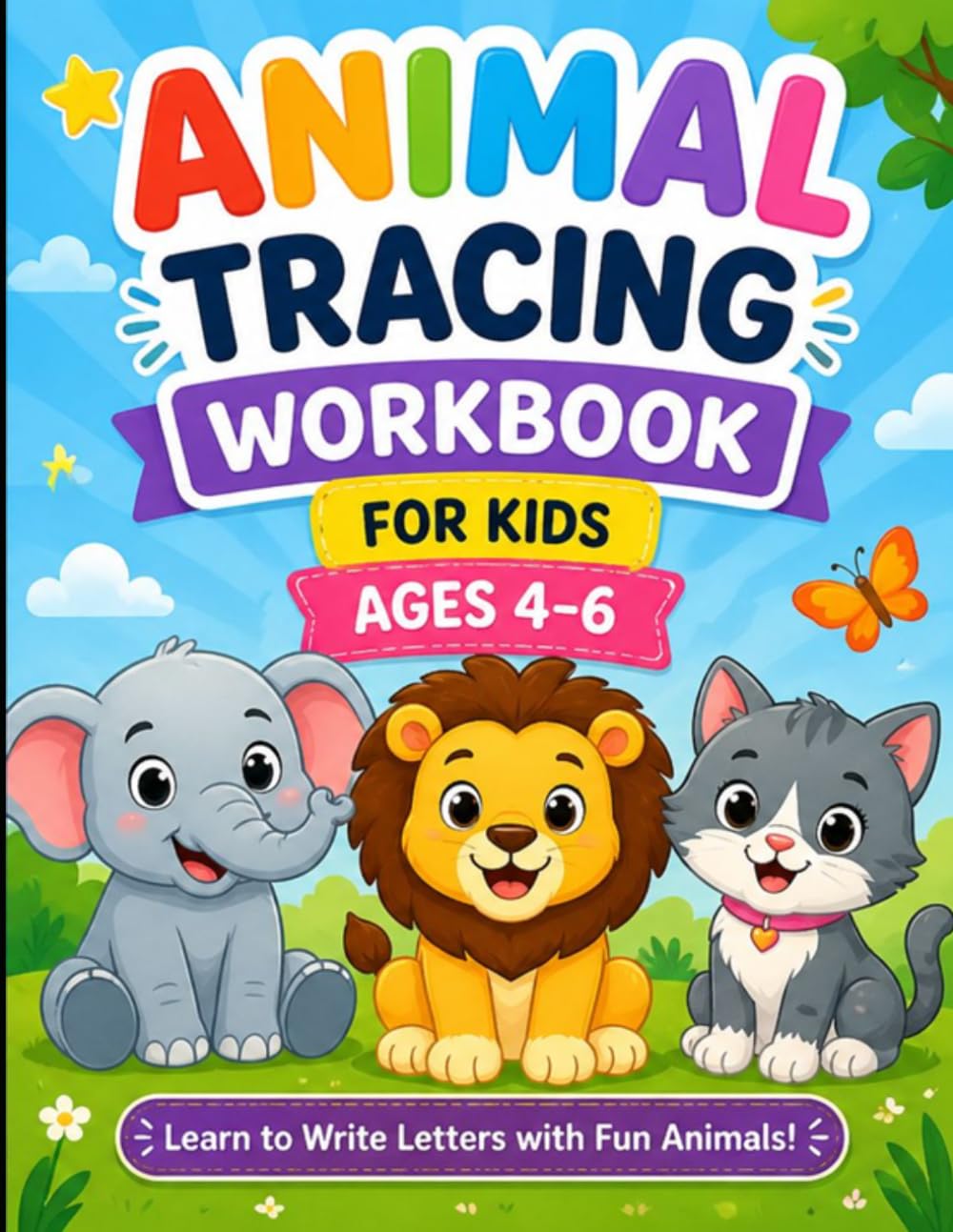 Animal Tracing Workbook for Kids Ages 4–6: Fun Learn to Write Practice with Cute Animals