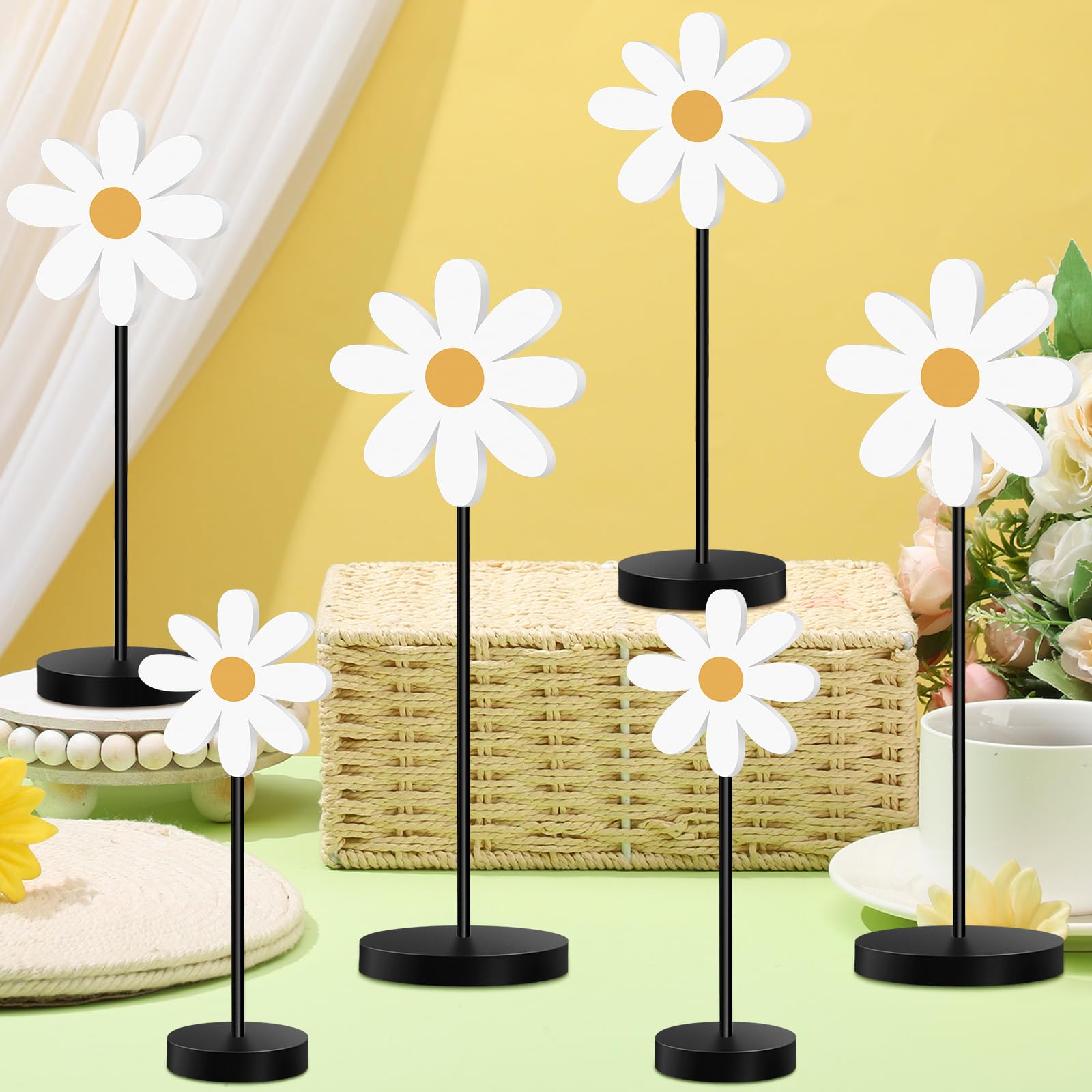 Amazon.com: Geetery 6 Pack Spring Floral Centerpieces Wooden Daisy