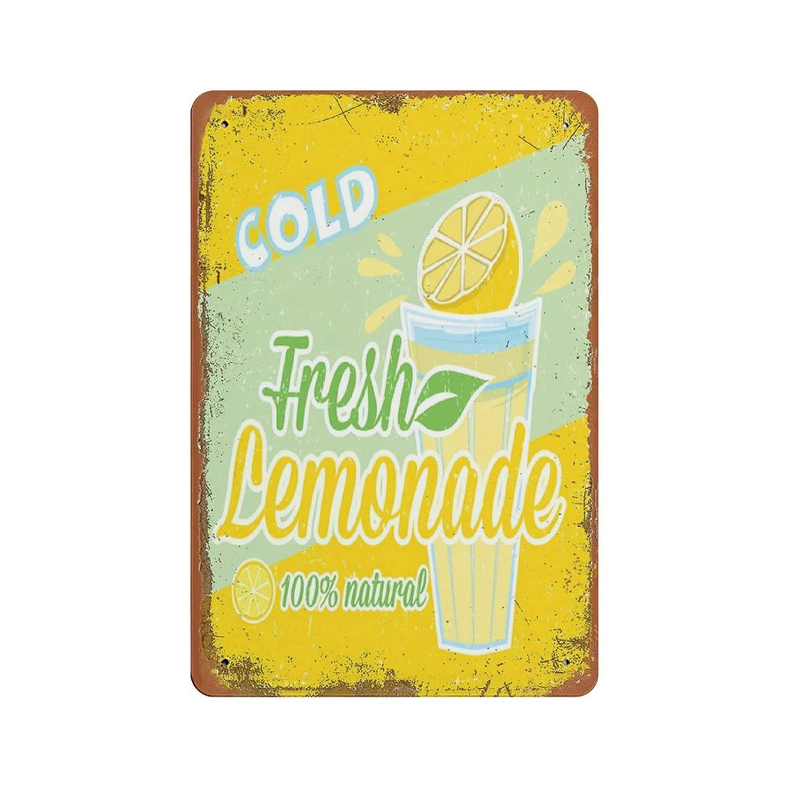 Metal Tin Sign Cold Fresh Lemonade Vintage Tin Poster Metal Sign Wall Decoration Country Kitchen Home Garage Decor 12"x8"