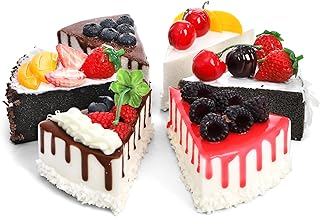 Peohud 6 PCS Fake Slice Cake, Artificial Cake for Display, Faux Simulation Realistic Dessert for Bakery Shop Display, Photography Props, Home Kitchen Decoration