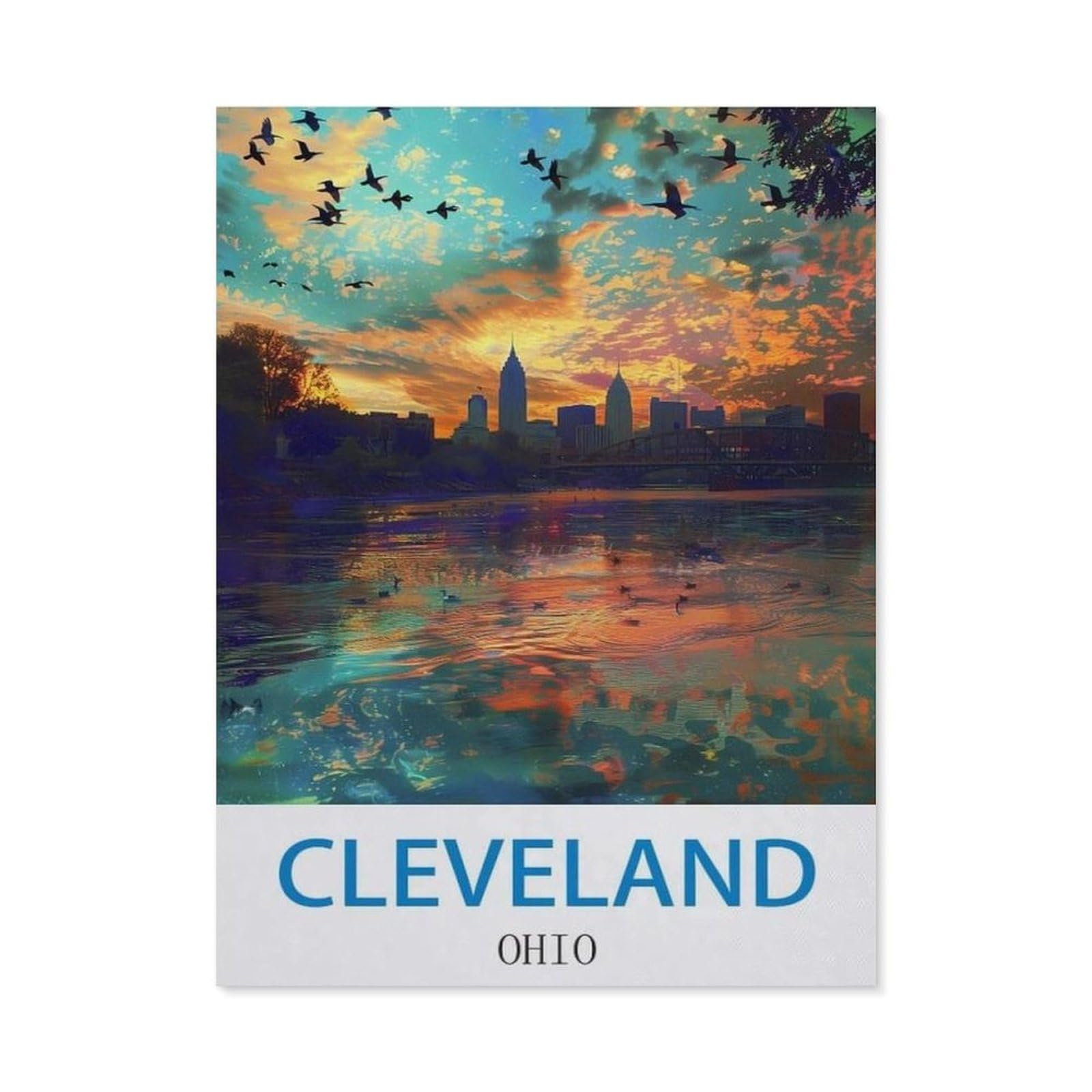 Beayodkp （50 X 60 Cm/19.68 X 23.62 Inches） Diamond Painting Kits For Adults And Kids，Cleveland Ohio，Full Drill Round Rhinestone Paint With Diamonds-Ci60