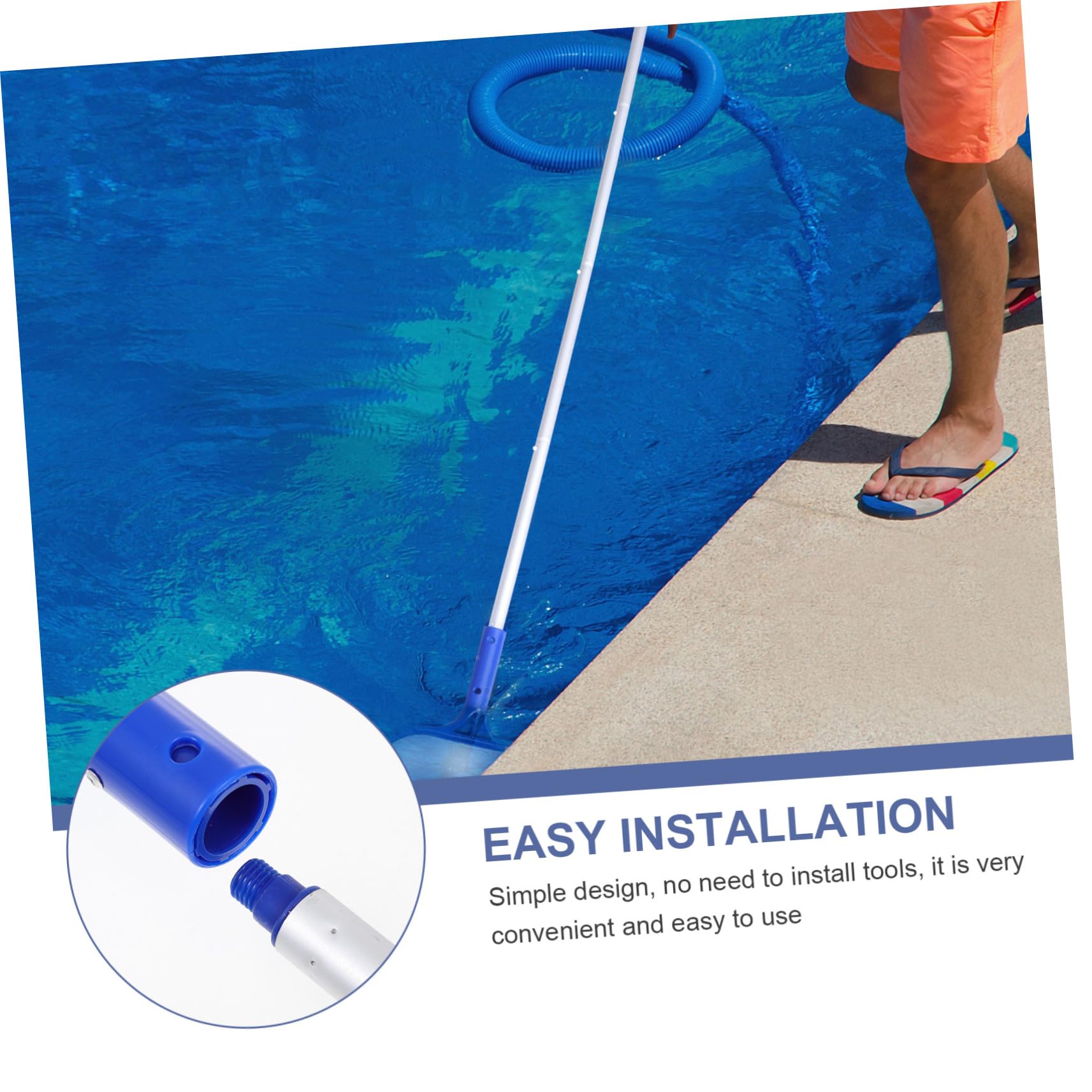 Piscina con Mango de Aluminio Secciones para Limpieza Eficaz Residuos Duradera y para Piscinas Elevadas y Enterradas