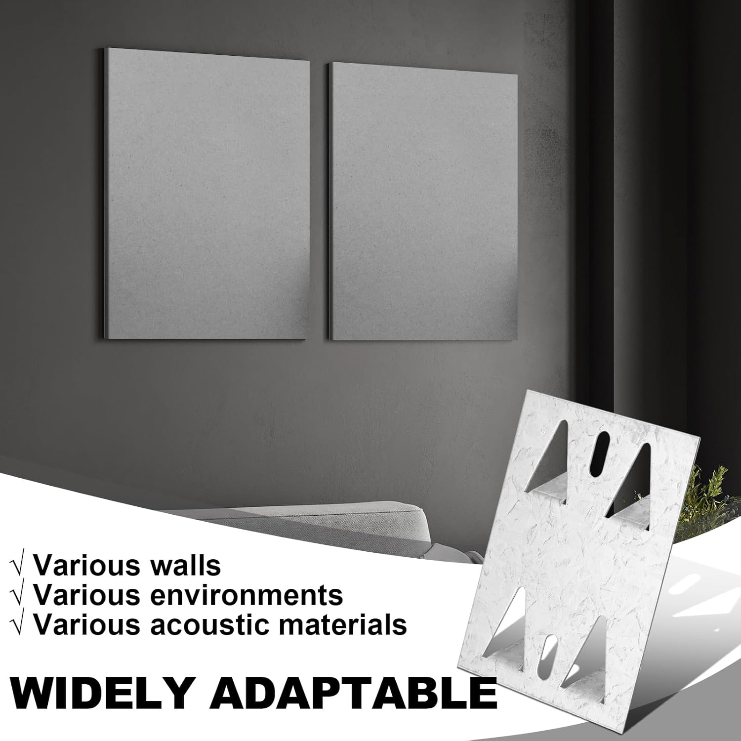 Blulu 50 Pcs Impaling Clips Acoustic Panels Surface Mount Impaler, 8 Ga Galvanized Steel Plate with Protruding Triangular for Gypsum Board Plywood Masonry (Silver)