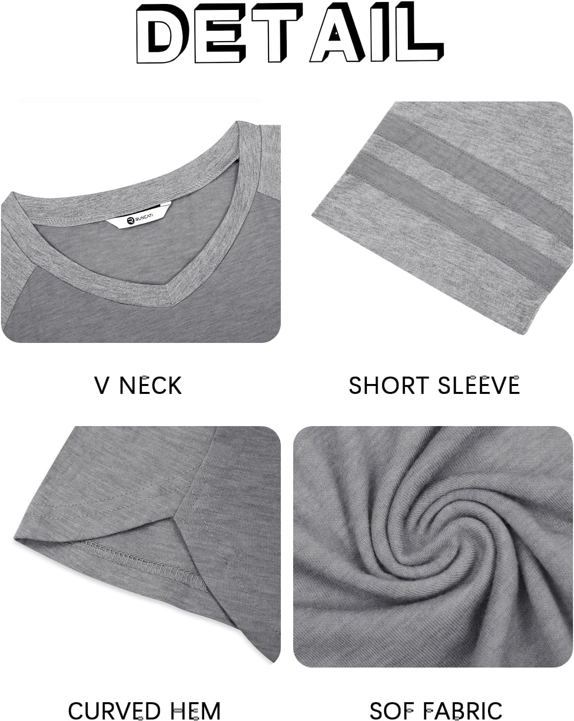 Runcati Mens Nightshirt Short Sleeve V Neck Nightgown Color Block Loose Fit Comfy Lounge Pajama Sleepwear - Image 5