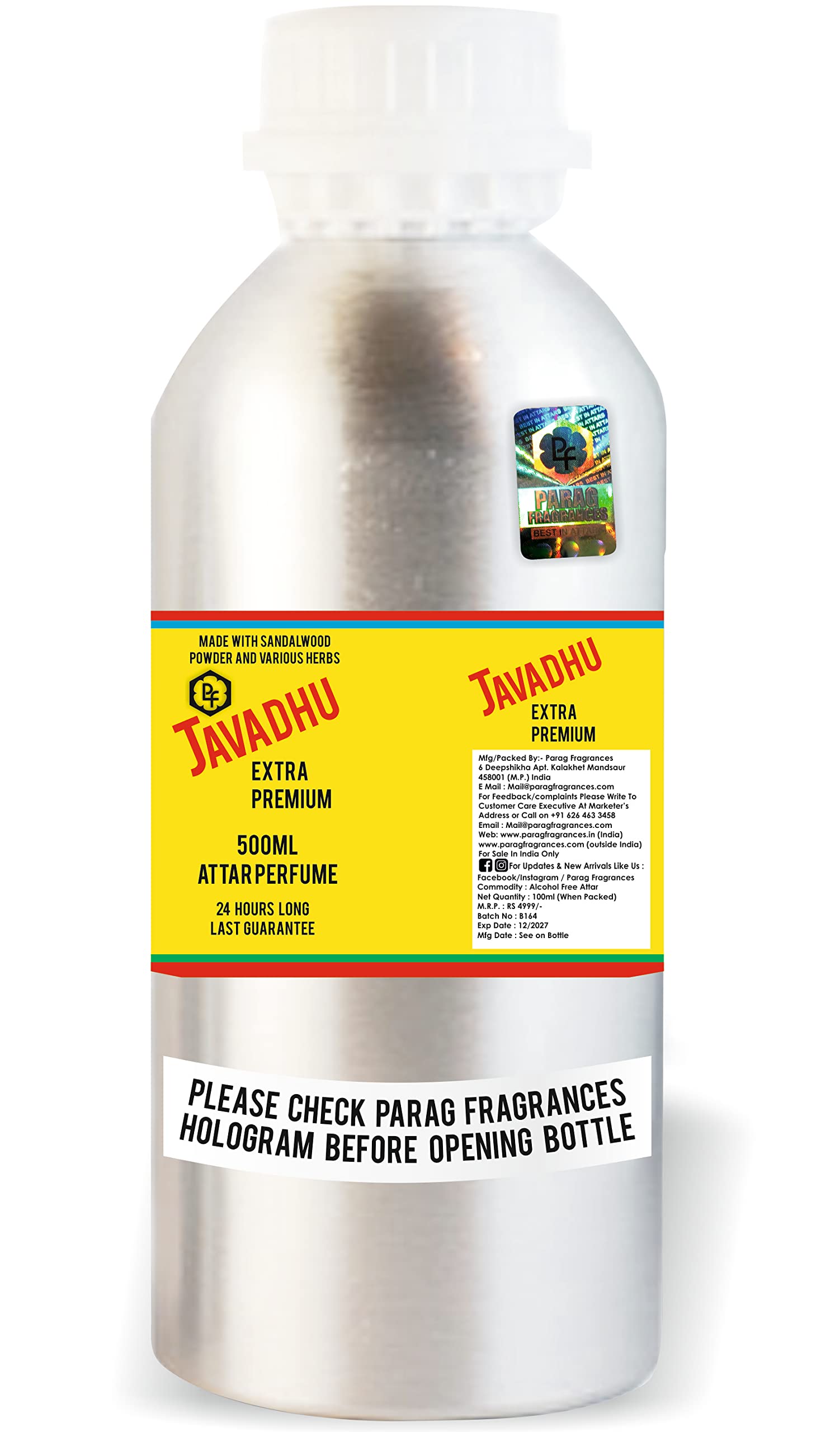 Parag fragrances Liquid Golden Javadhu Extra Premium Attar For Worship,Religious Use,Home Fragrance,Clothes Or Personal Fragrance (500) for Unisex Adult