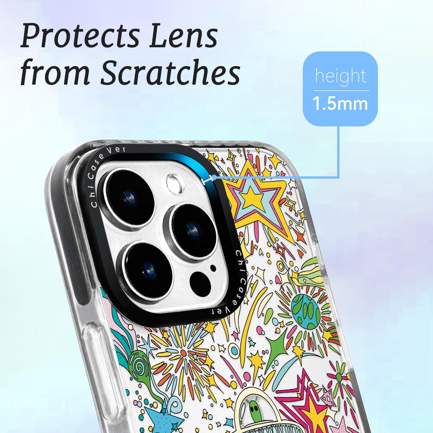 for iPhone 15 Case, Psychedelic UFO Fireworks Pattern with Rainbow Beams, Military-Grade Drop Protection, Cute Cosmic Soft Slim TPU Protective Cover with Camera Protection for Teens - Image 6