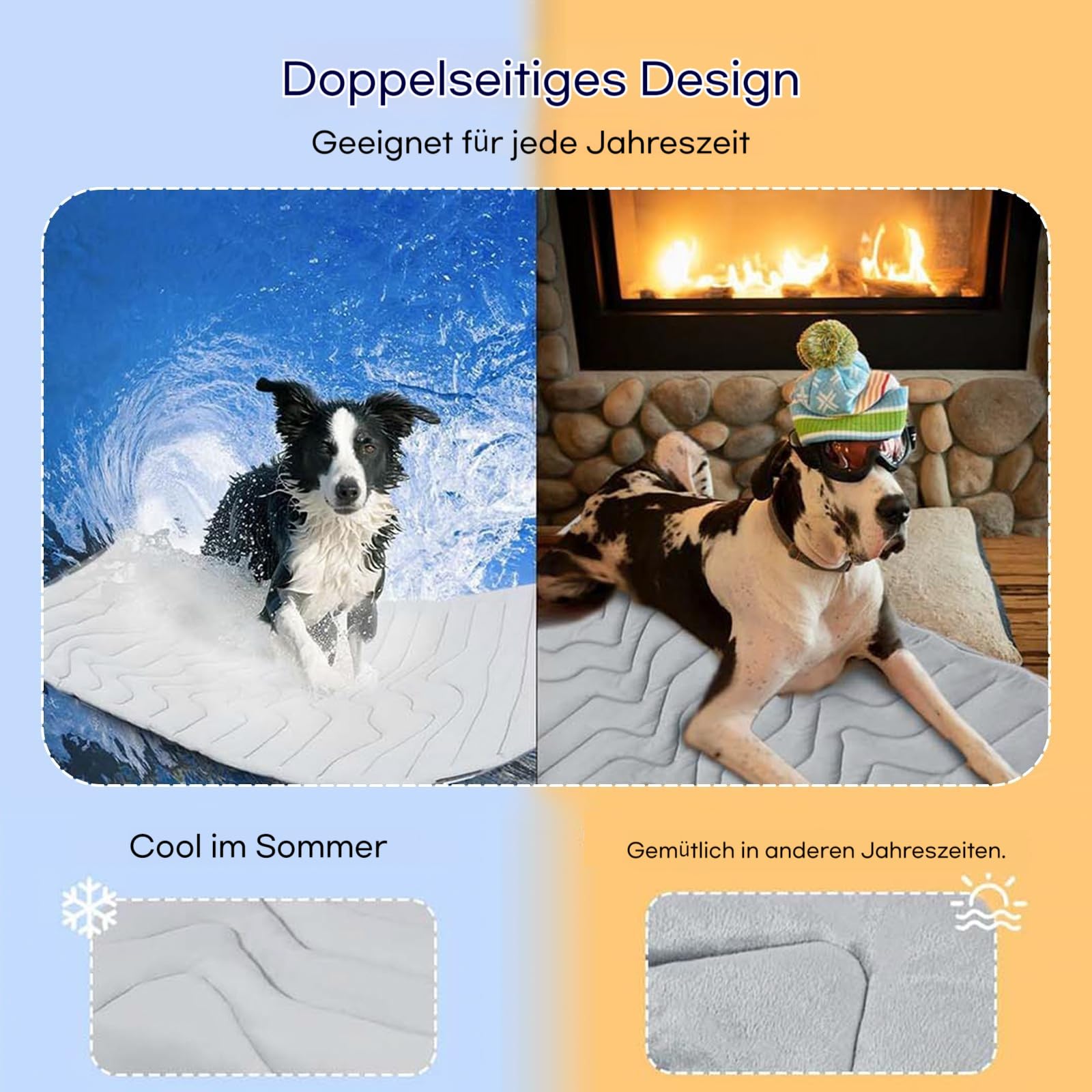 Die Innovative Kühlmatte Für Hunde, Kühlmatte Hund Aus Kühlgewebe Wendbar, Maschinenwaschbar, Selbstkühlende Pads Sicher Und Komfortabel Für Deinen Hund (L)