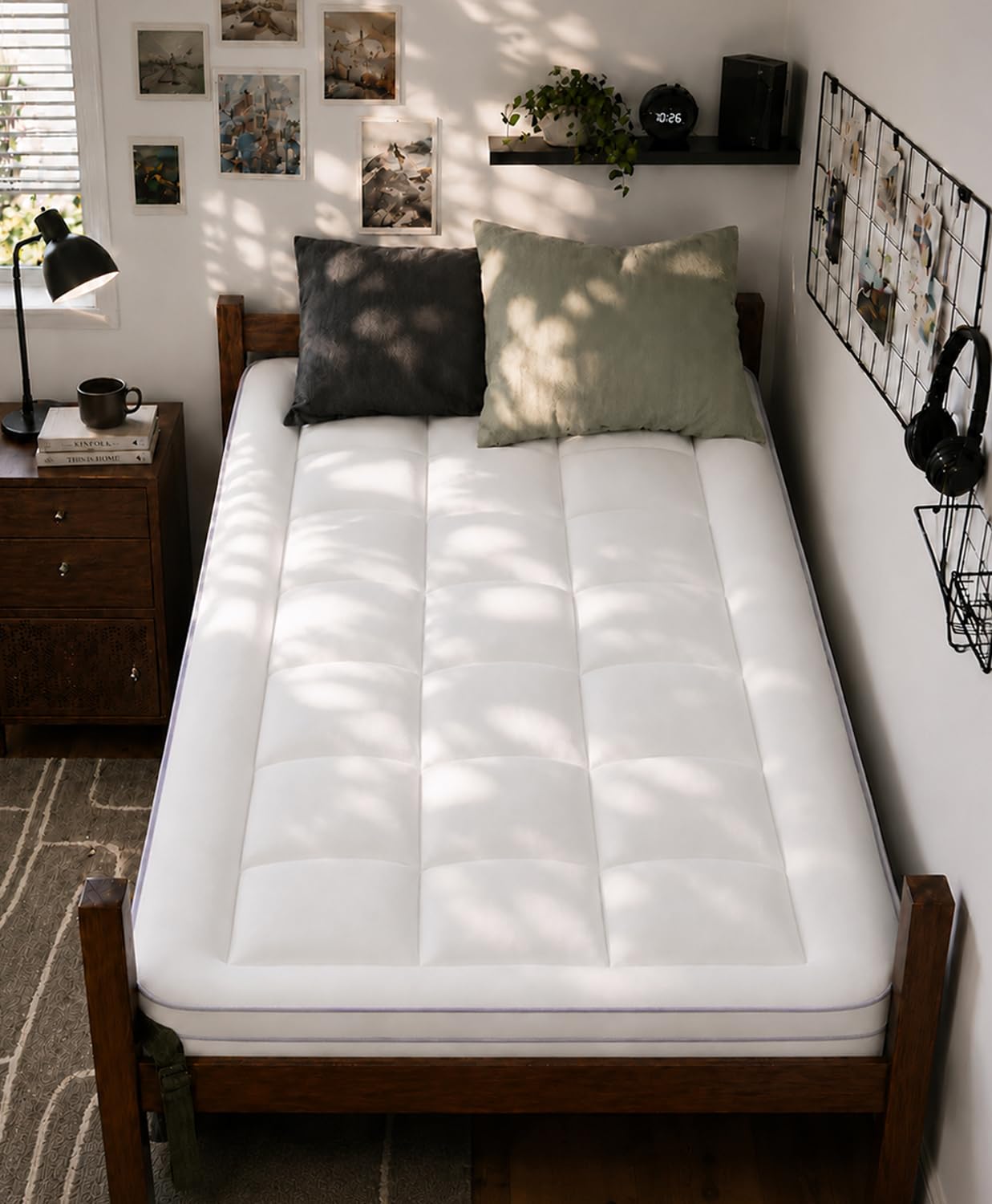 ABENE 4 Inch Dual Layer Memory Foam Mattress Topper Twin XL, 2 Inch Cooling Gel Memory Foam Plus 2 Inch Down Alternative Pillowtop Mattress Pad with Bedside Pocket, Soft Support for Back Pain Relief-image-26