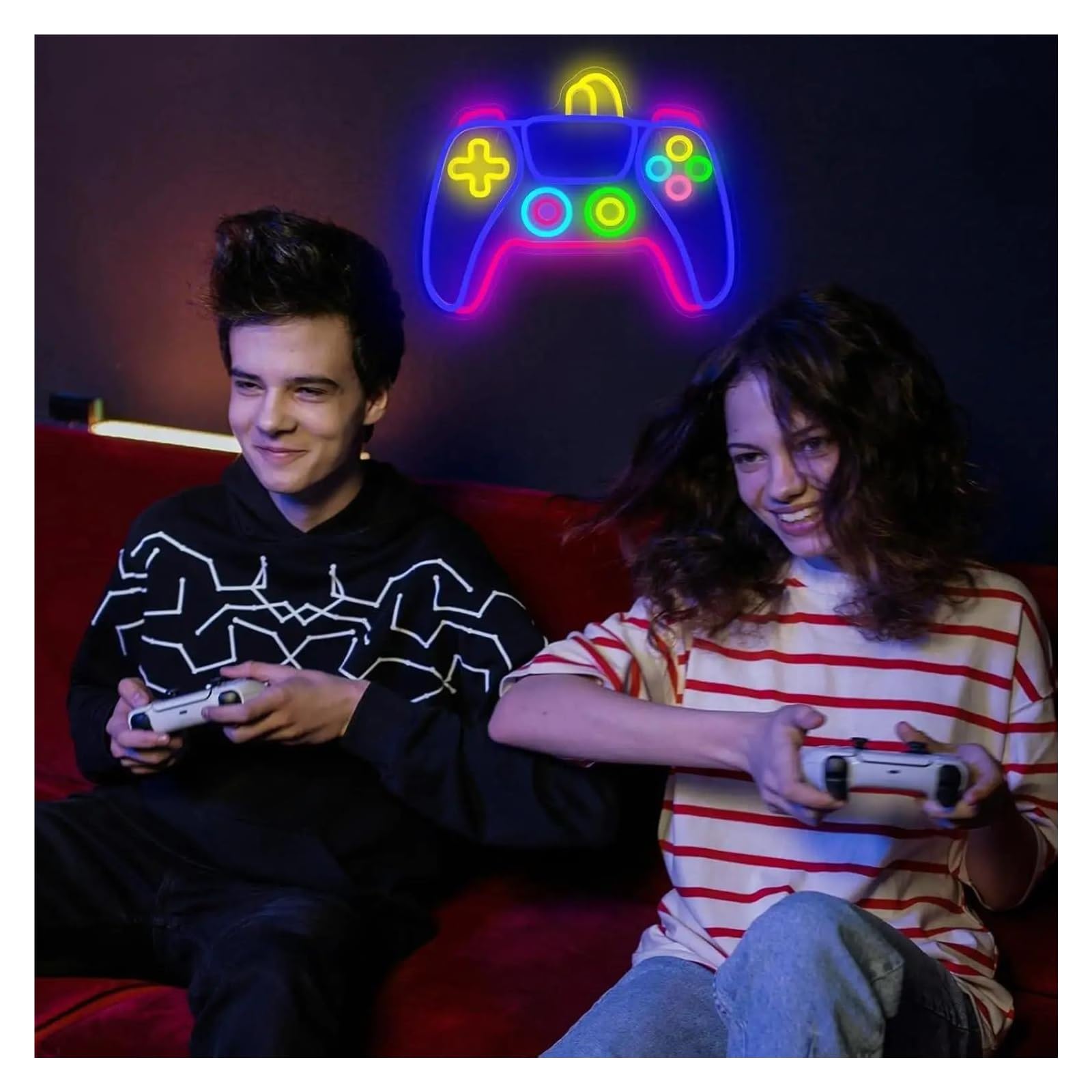 Hängende Kunst-Leuchtreklamen Neon-Spielfiguren-Schild, Bunt, Dimmbar, Für Gaming-Controller, Ideal Für Teenager, Jungen, Schlafzimmer, Männerzimmer, Hobbyräume, Partys,44x33.6cm