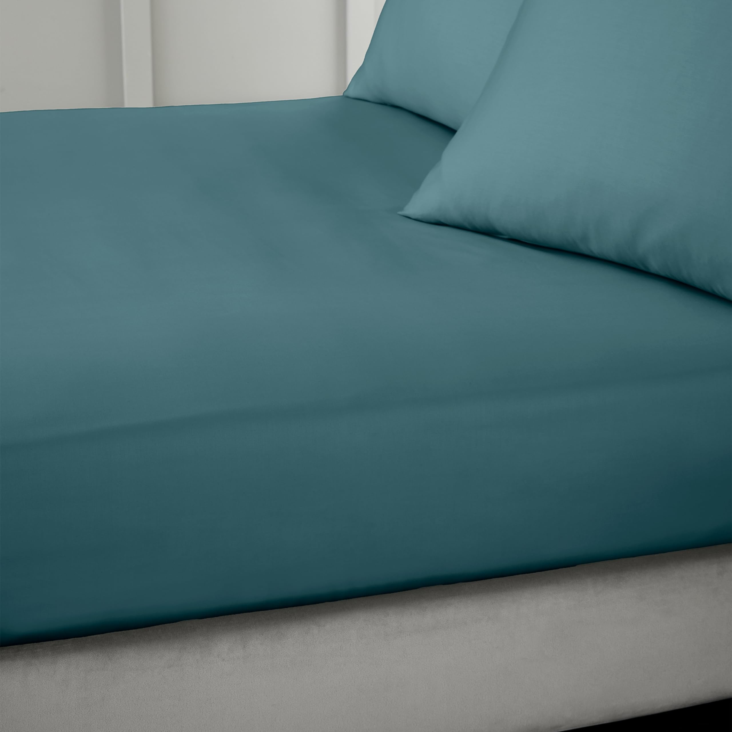 Bianca 400 Thread Count Cotton Sateen Fitted Sheet - Teal - Super King