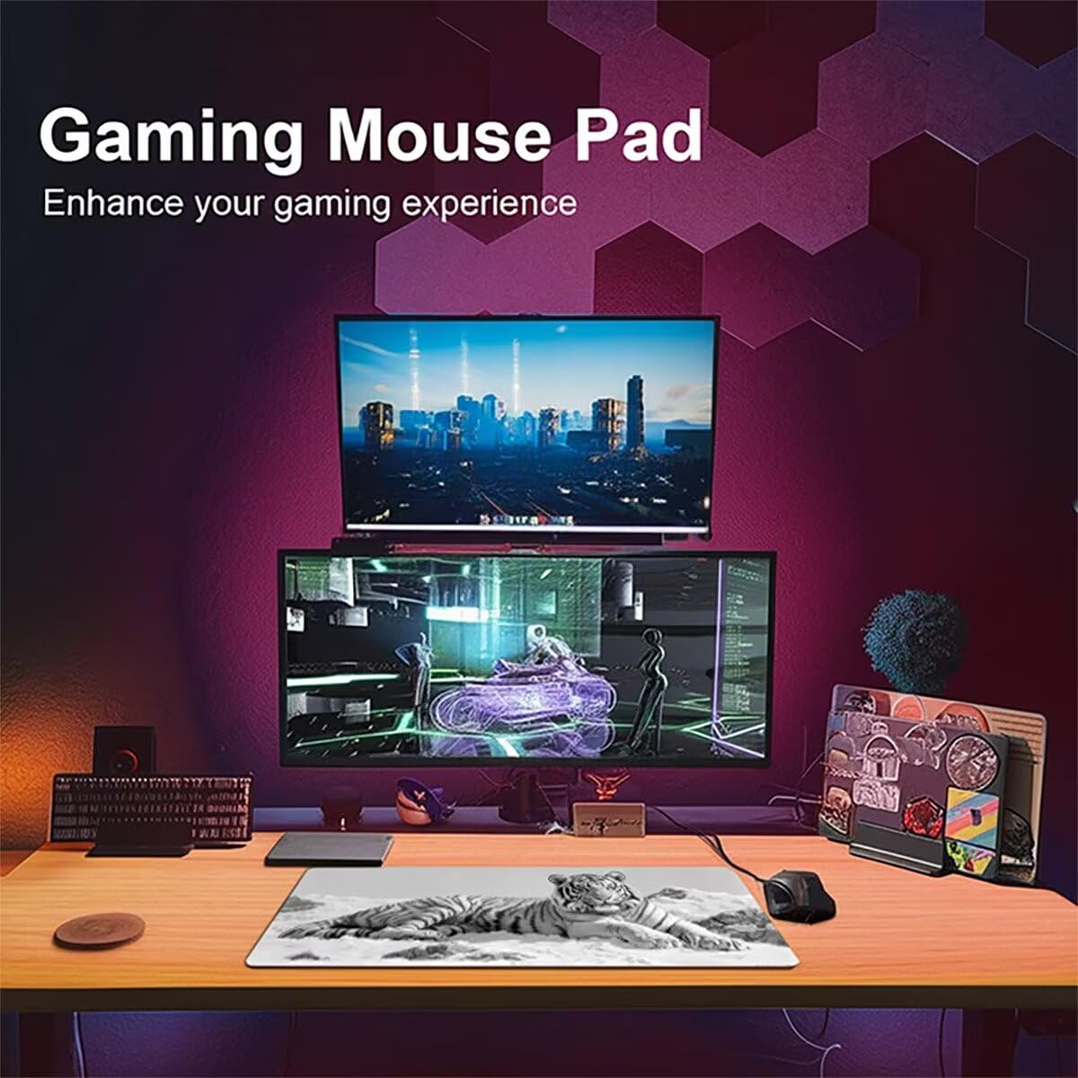 Tappetino per Mouse Gaming XXL 1200x600x3mm– Ufficio Mousepad Grande – Migliora la Velocità e la Precisione Tenuta Stabile Sottomano per Ufficio e Casa Accessori Scrivania Animale PjY9241 N-U