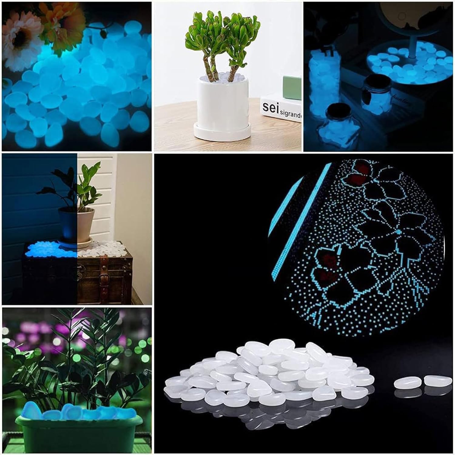 MOGADEE® 300 piedras luminosas blancas, 2-3 cm
