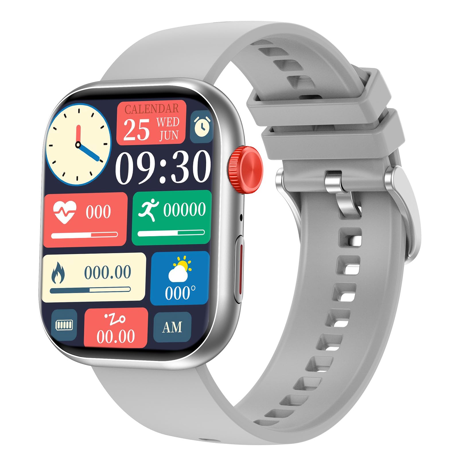 Relógio Digital Feminino Masculino Smartwatch Inteligente Bluetooth, Full Touch a Prova d 'água IP68 com 120+ Modos de Exercício e Esporte, Cinza