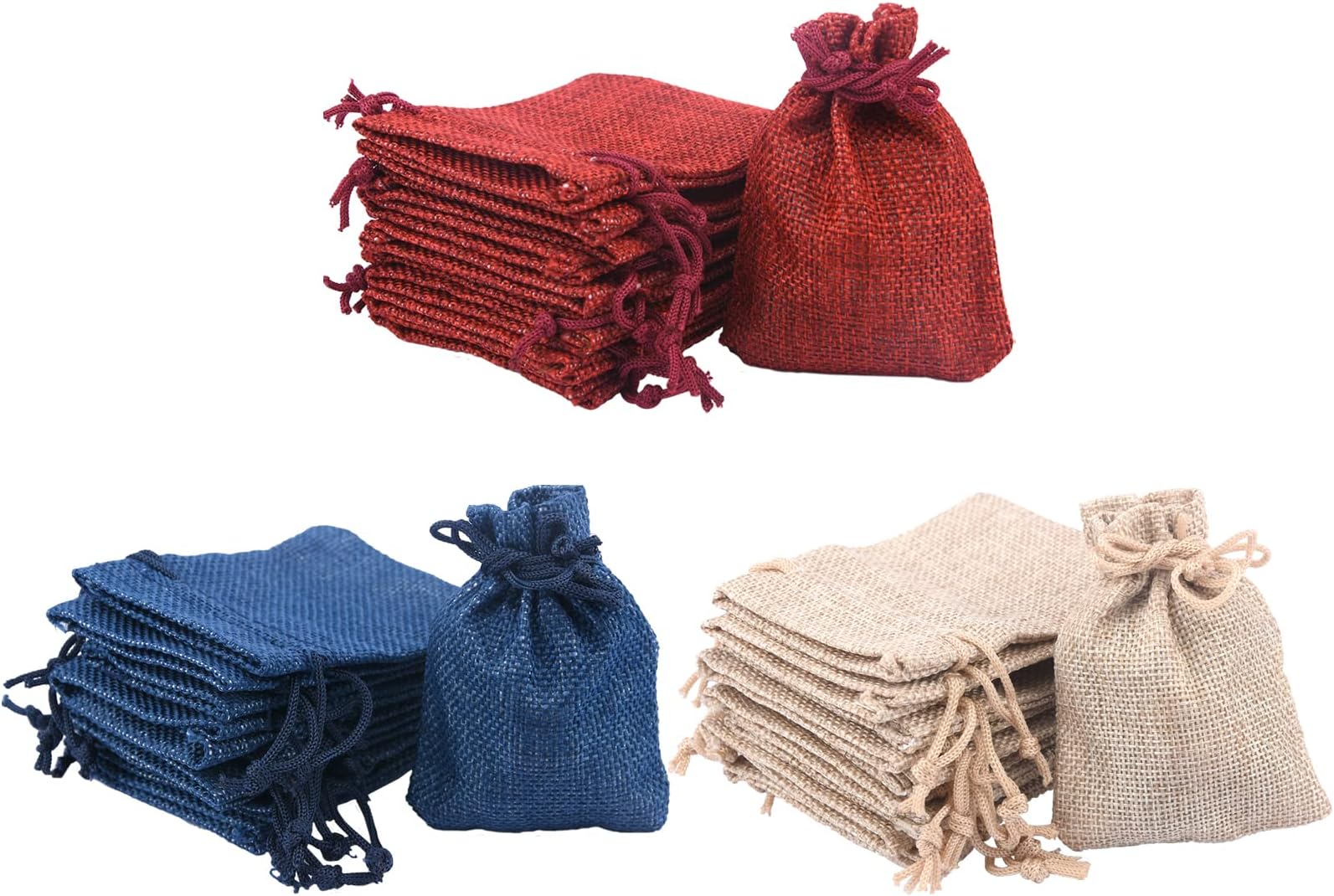 Just E Joy 30 PCS Burlap Gift Bags - 4.72x3.54inch Gift Little Burlap Drawstring Bags, Recyclable Linen Sacks for Wedding Favors Party DIY Craft (As Shown)