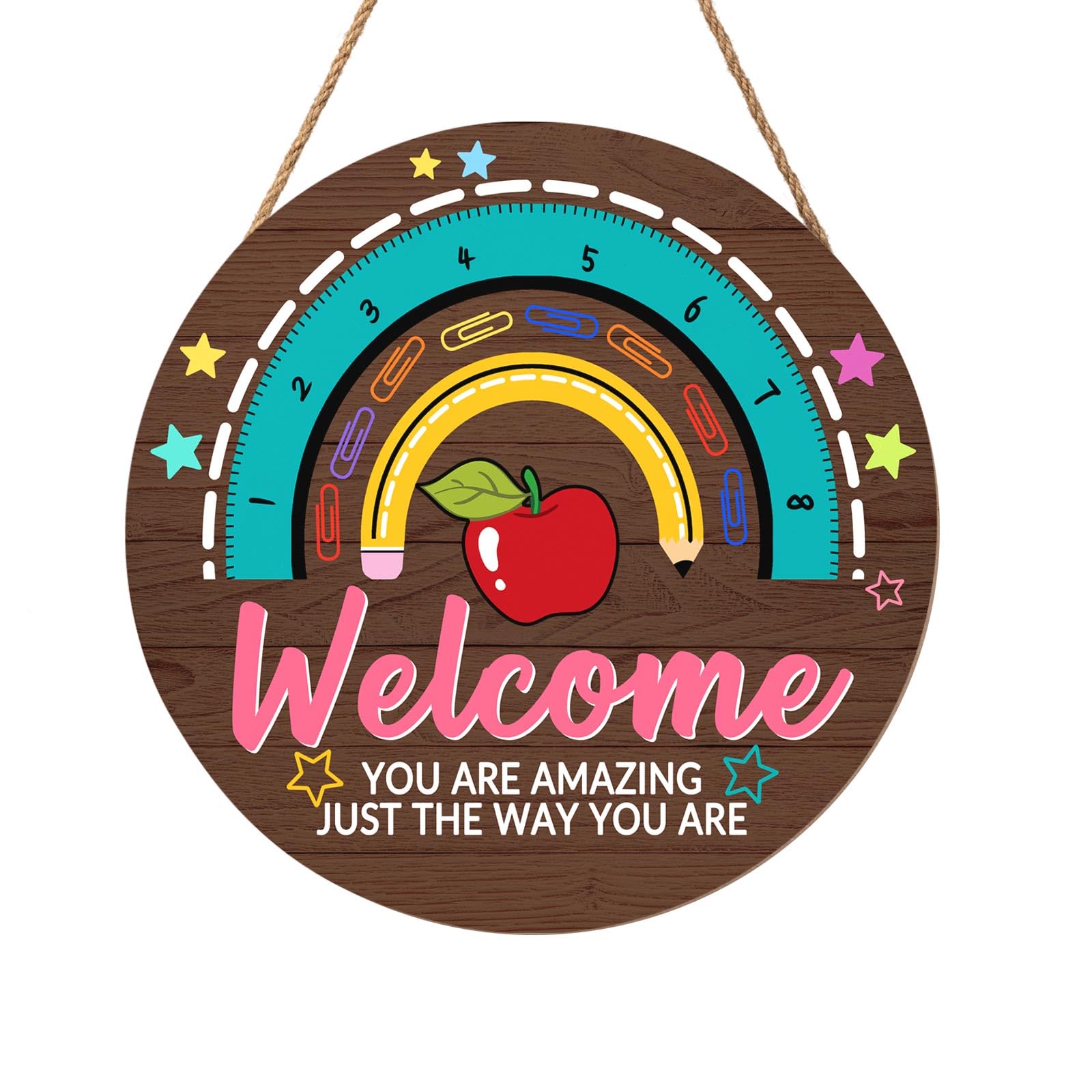 Classroom Teacher Door Sign Classroom Signs 12x12in Welcome Classroom Door Sign Teacher Wreath for Classroom Rainbow Hanging Plaque You are Amazing Welcome Poster for School Classroom Bulletin Board