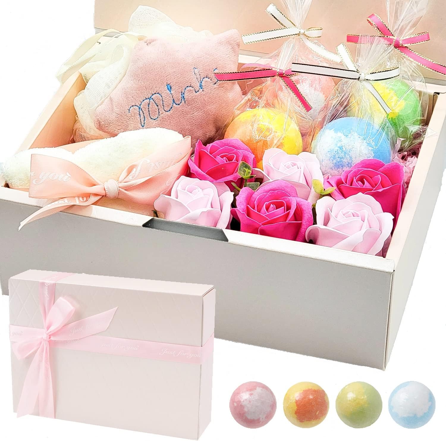 Un Usual Store入浴セット ギフト プレゼント バスボム 4個 お花 入浴剤 ボディウオッシュボール 誕生日 お風呂用 保温 リラックス 母の日 全品送料無料 フラワー 女性 M ソープフラワー 香り爆弾box エステ ミニ 記念日 バス ローズ 結婚祝い 炭酸