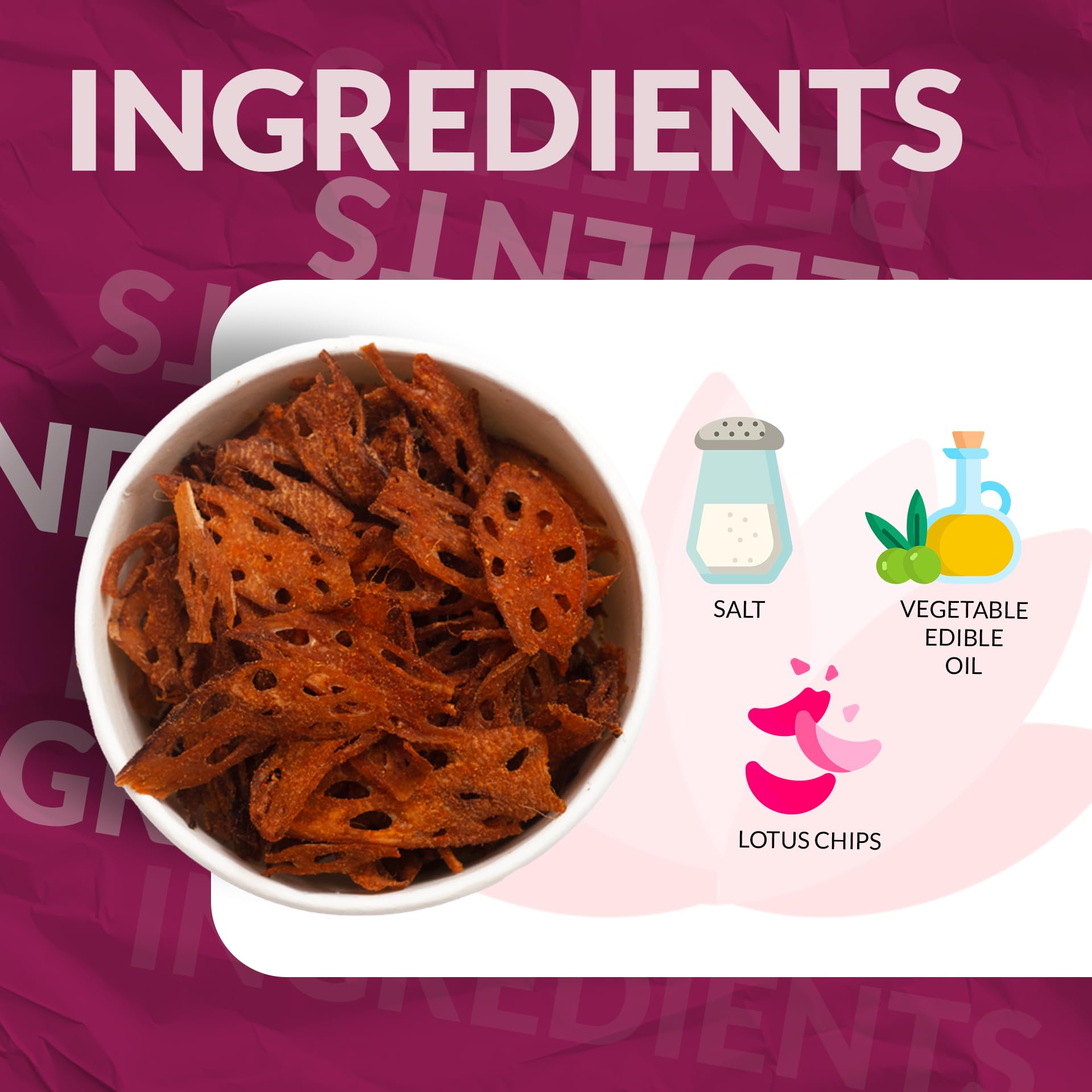 Avarya Lotus Root Chips 100 Gms | Crispy Lotus Stem Chips - Indian Spicy Flavour | Low in Oil | Health Savoury Snack | Vegan Snack | Pack of 1 3