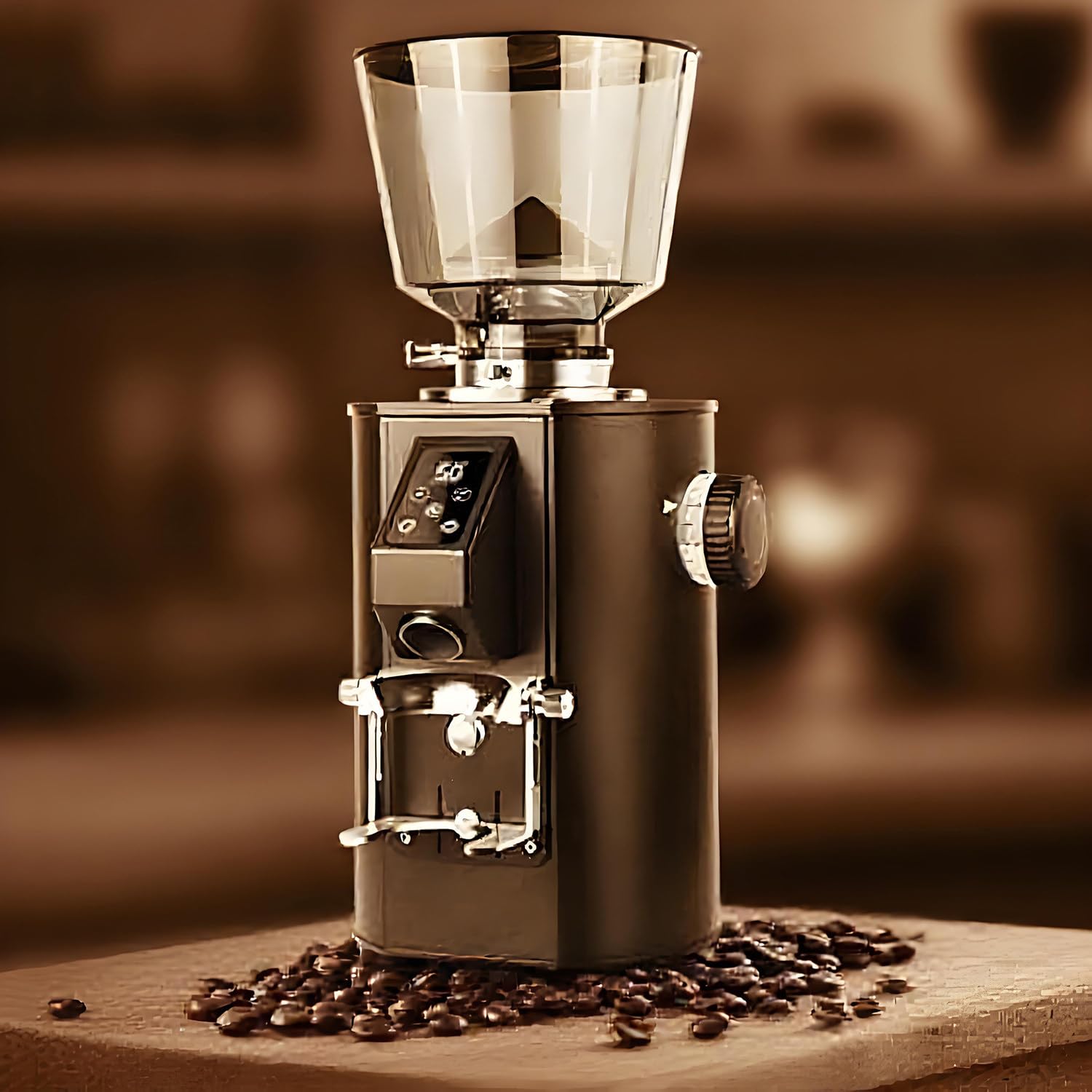 Młynek do kawy, młynek do espresso, młynek do ziaren kawy 350w, z panelem LED i pojemnikiem na ziarna o pojemności 1 lb, podwójny tryb dozowania, 9 ustawień grubości/mielonej kawy. (Black)