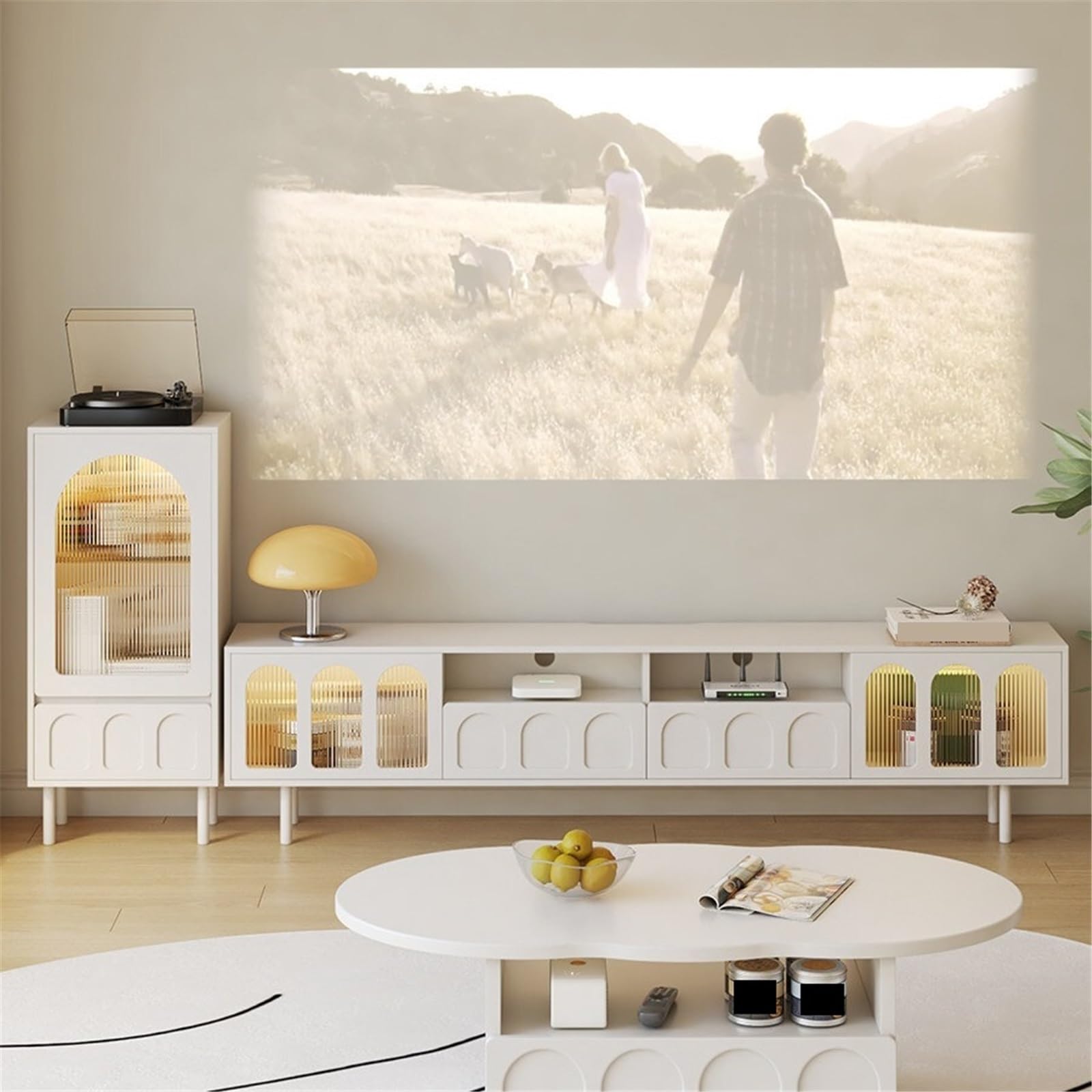 Stojak pod telewizor Nowoczesna konsola multimedialna do centrum rozrywki w salonie Schowek do centrum rozrywki