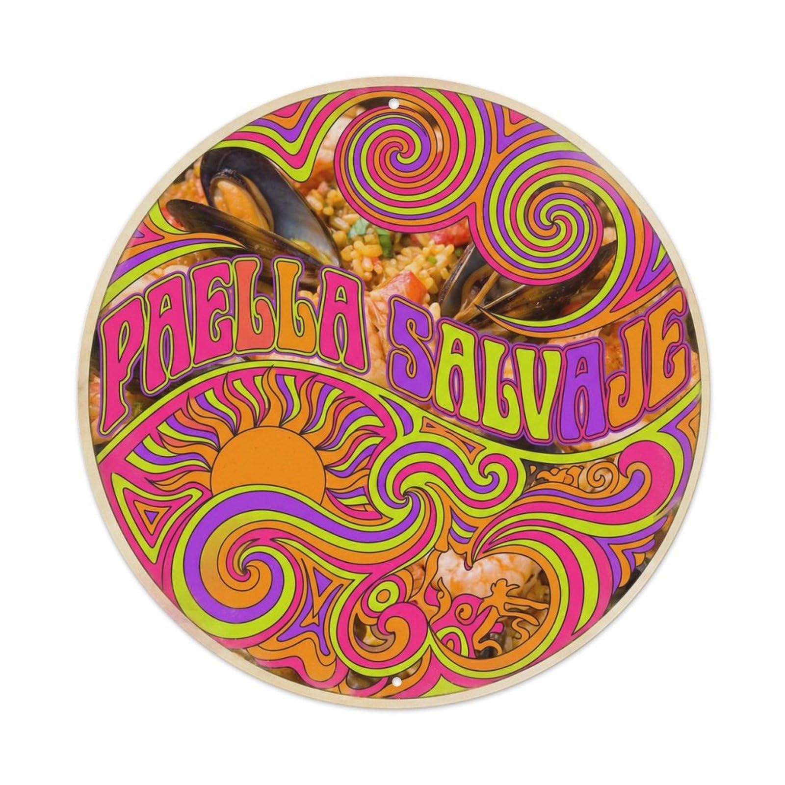 Paella Market Swirl Psychedelic Mediterranean Cuisine Metal Tin Sign